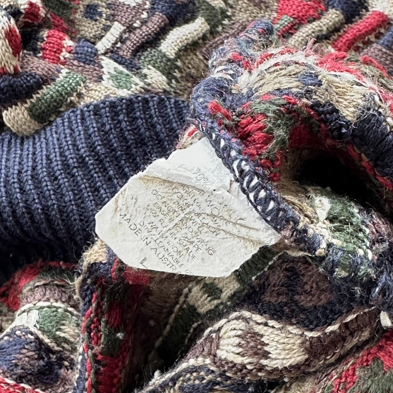 Multicoloured 90s Vintage Australian Woollen Pattern 3D Knit Wool Sweatshirt Cardigan- Medium