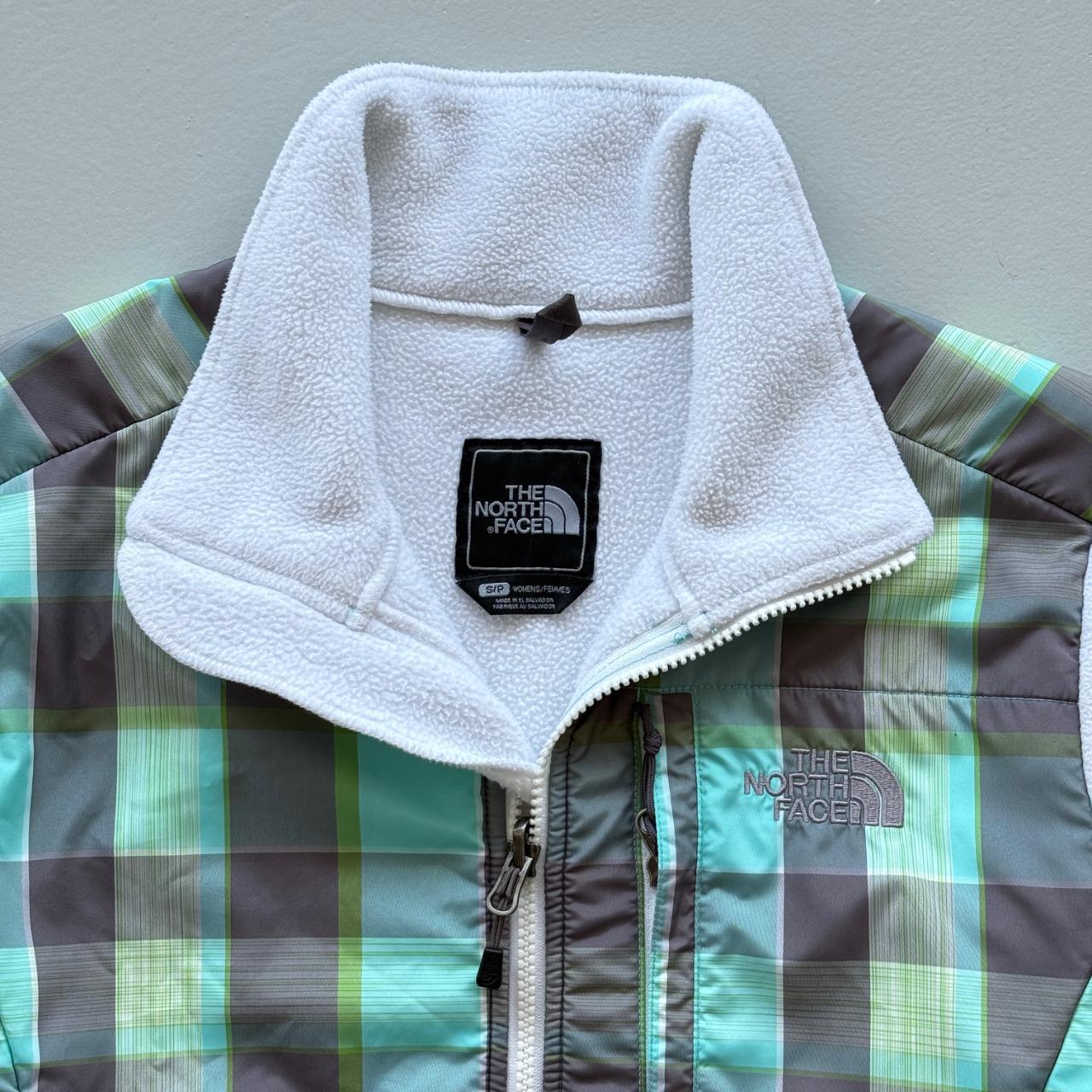 White Plaid Noth Face 00's Y2K Zip-Up Fleece - Womens Small