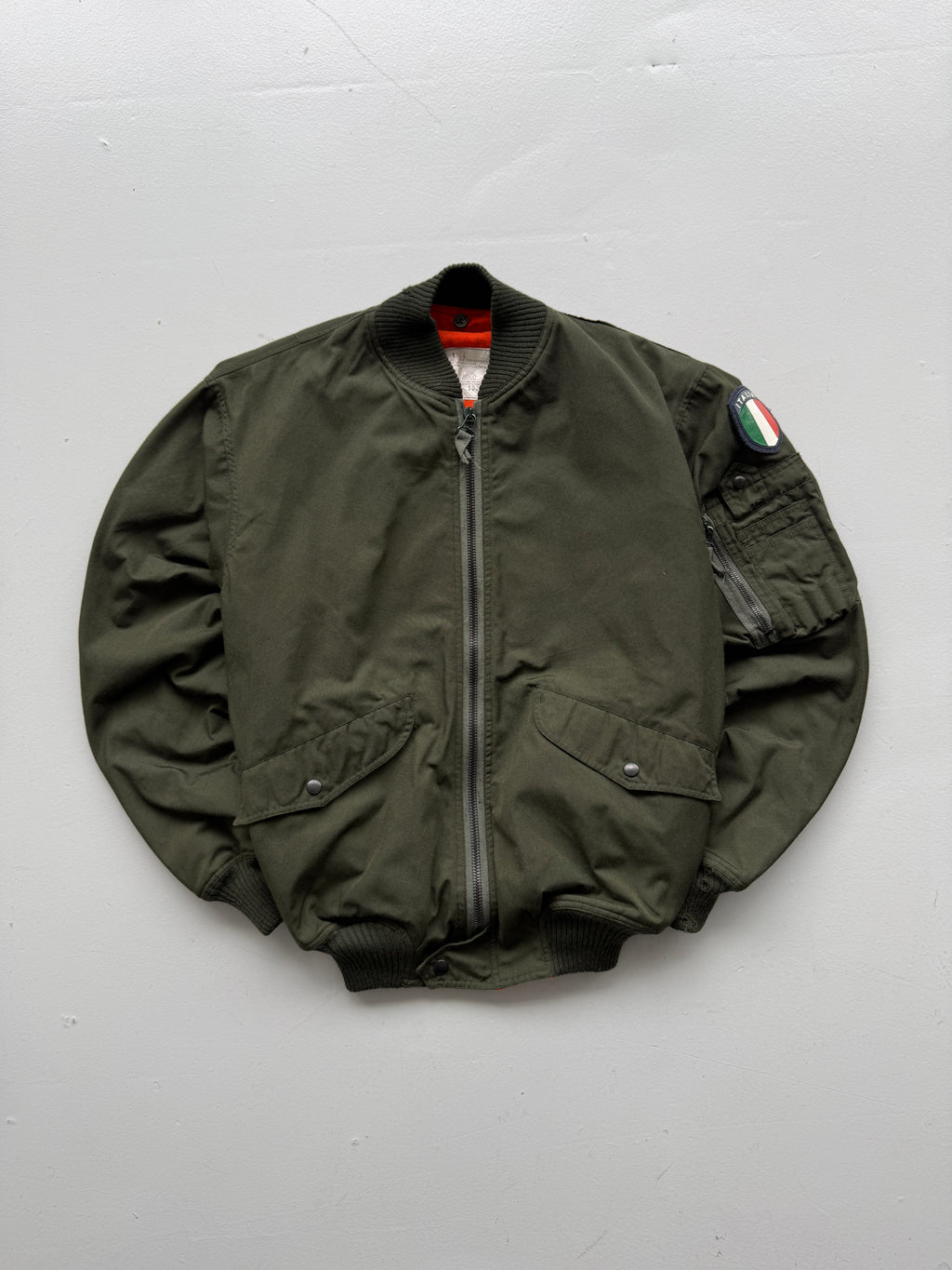 Olive Aeronautica Militare Italiana 1984 Vintage Flight Bomber Jacket