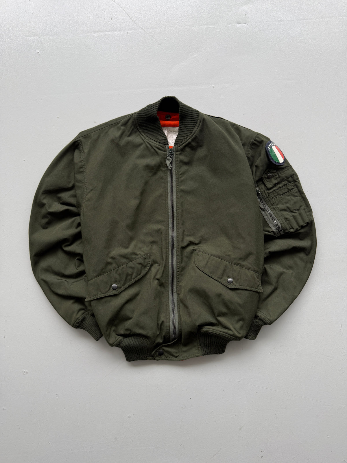 Olive Aeronautica Militare Italiana 1984 Vintage Flight Bomber Jacket