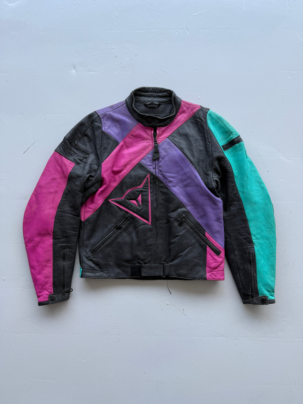 Dainese Black Leather Vintage 90's Biker Jacket - Small