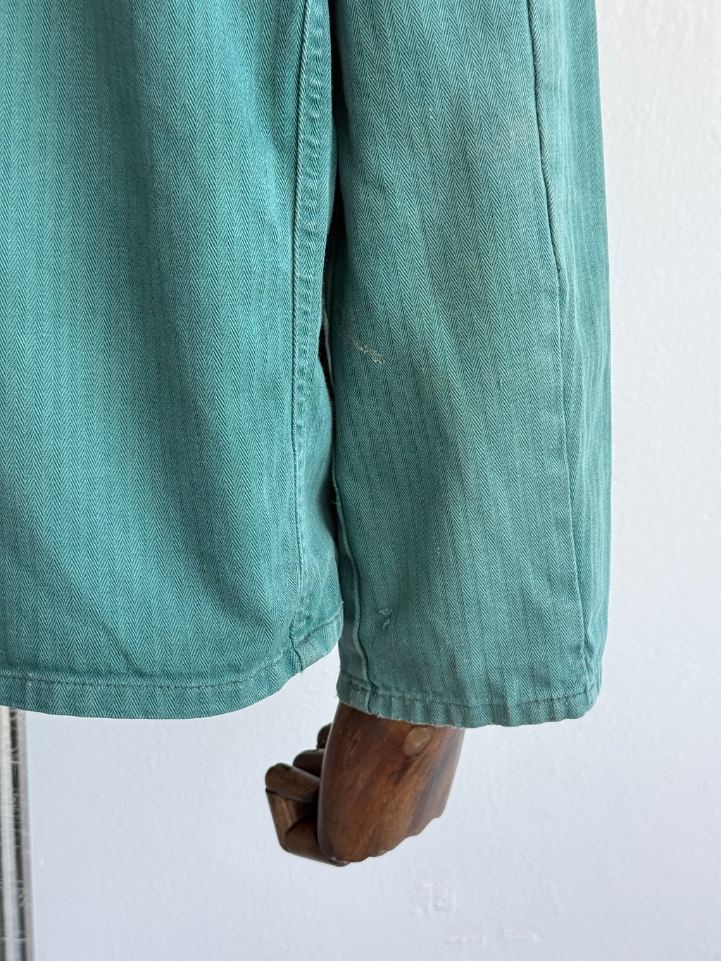 Thrashed Green French 1960s Vintage Workwear Chore Jacket CH504 - Small