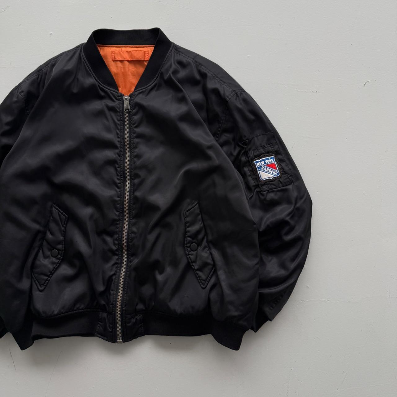 Black New York Rangers 90’s Vintage Bomber Jacket - XXL