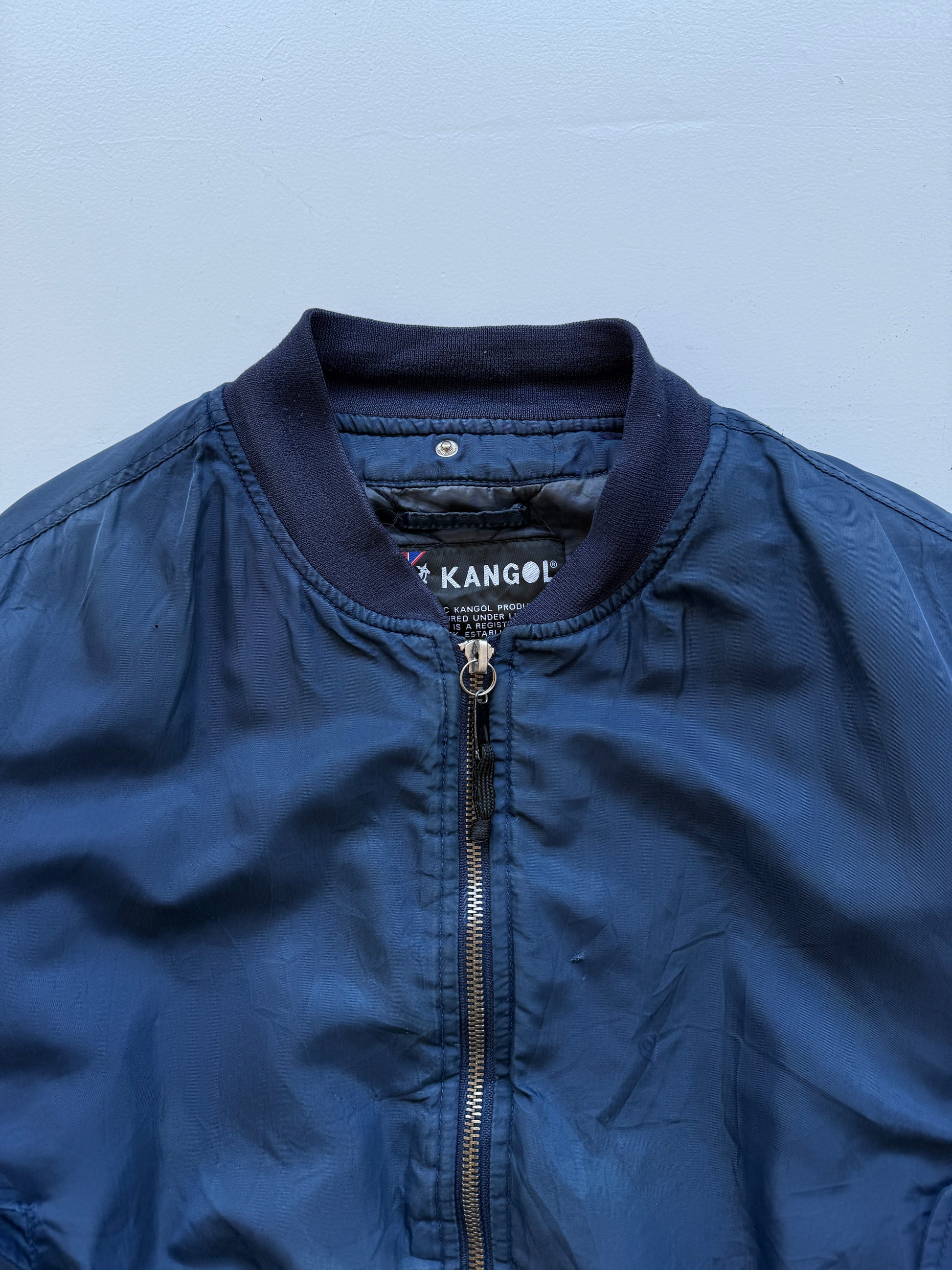 Navy Kangol 90's Vintage Bomber Jacket - Large