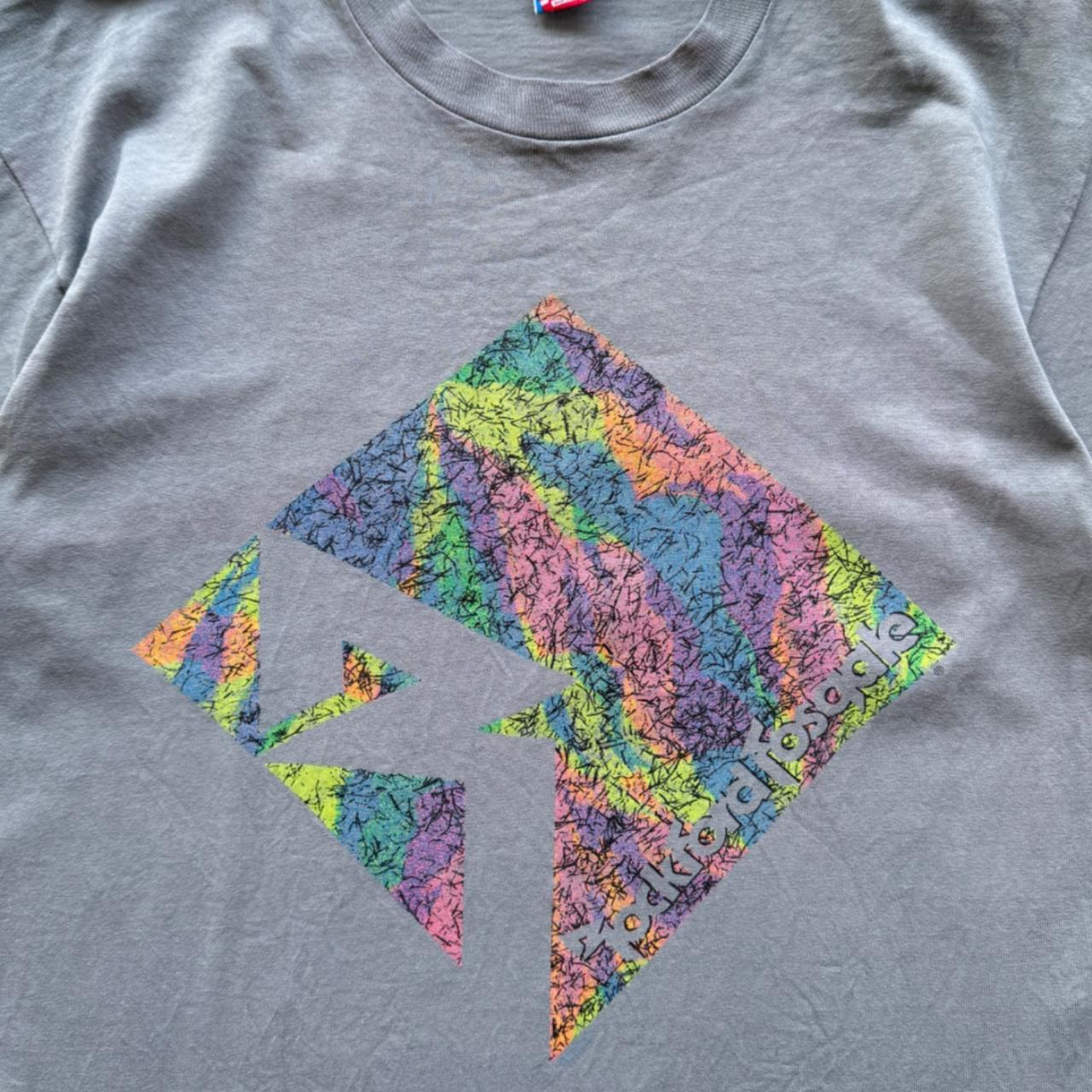 Blue Grey Overdyed 90's Graphic Vintage T-shirt - Large