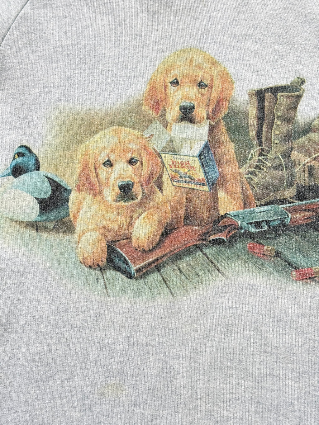Grey Hunting Dogs Raglan 90's Vintage Graphic Sweatshirt - Medium