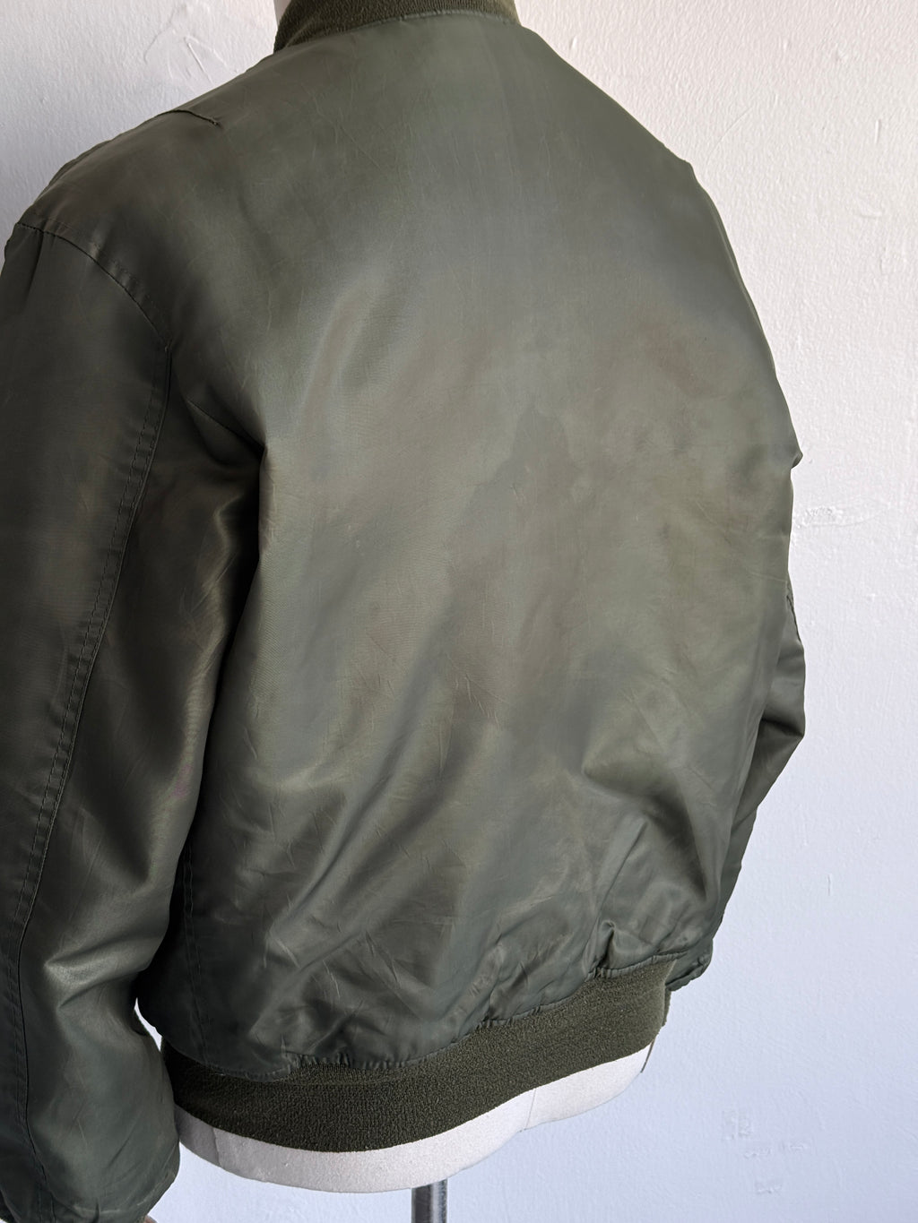 Olive Green MA-1 Style 90's Vintage Bomber Jacket - Medium