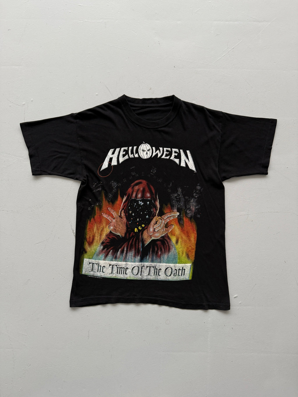 Black Helloween 90's Vintage Metal Graphic Band T-Shirt - Small