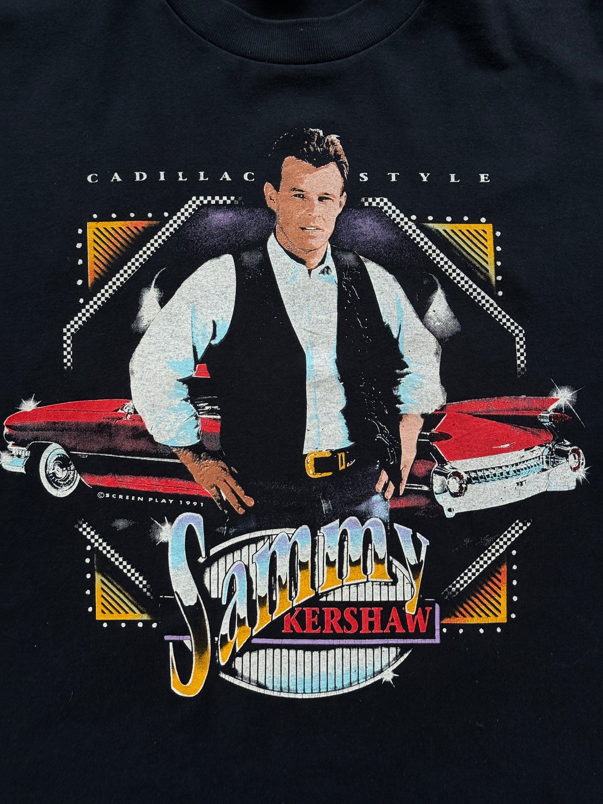 Black Sammy Kershaw 90's Vintage Single Stitch Graphic Band T-Shirt - XL
