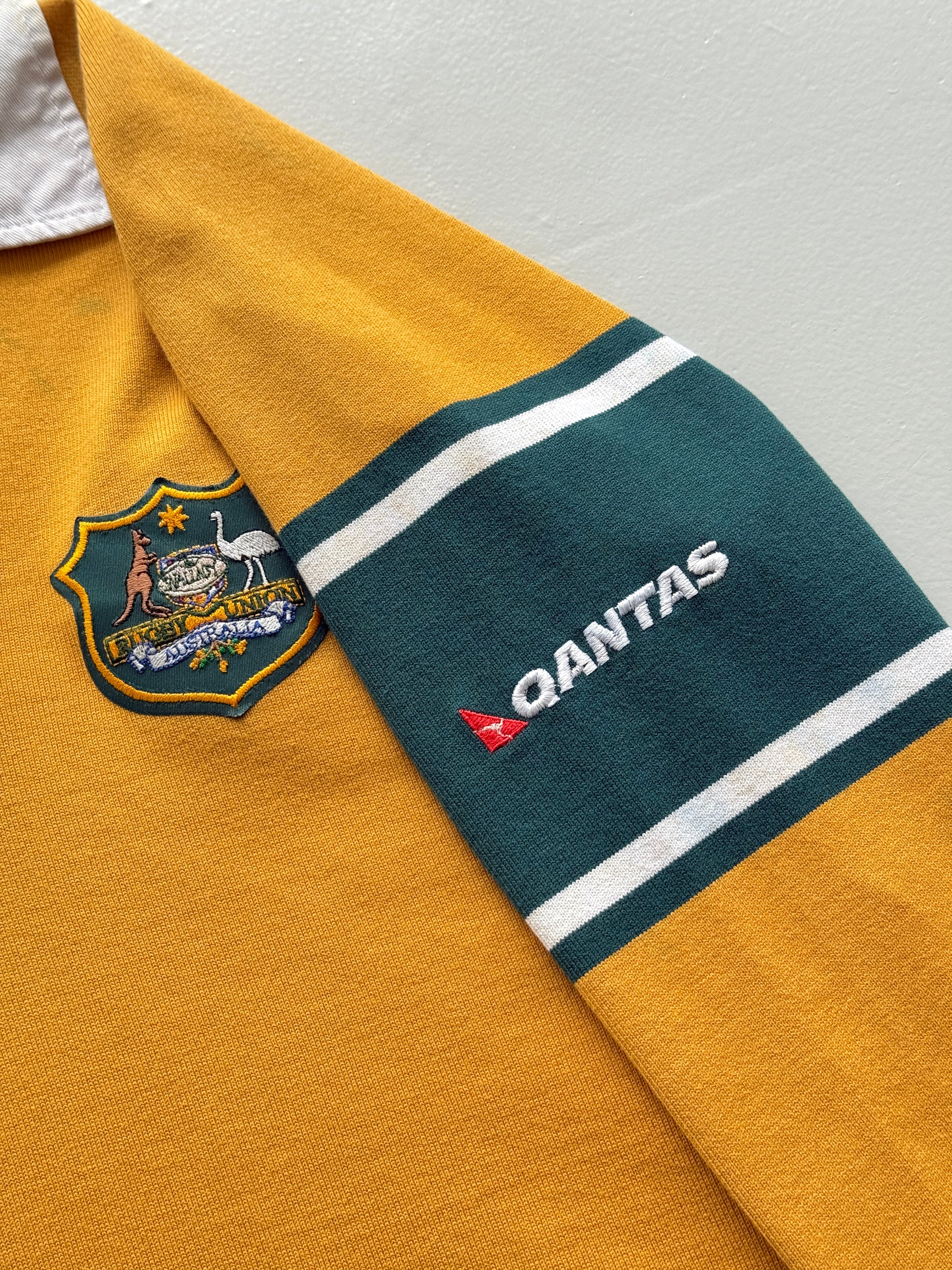 Yellow Australian Rugby 00's Vintage Wallabies Canterbury Kid's Jersey - Age 10