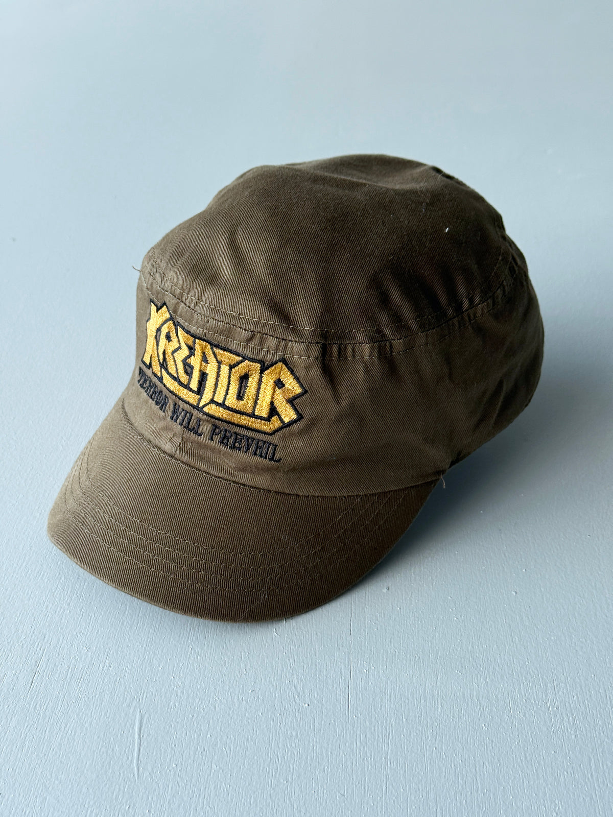 Brown Metal Band Kreator Y2K Cadet Cap Military Style 00's Grunge Aesthetic