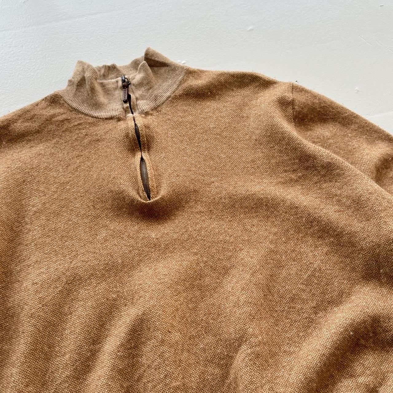 Tan Cashmere Polo Ralph Lauren Quarter Zip Sweatshirt - XL / 2XL Boxy