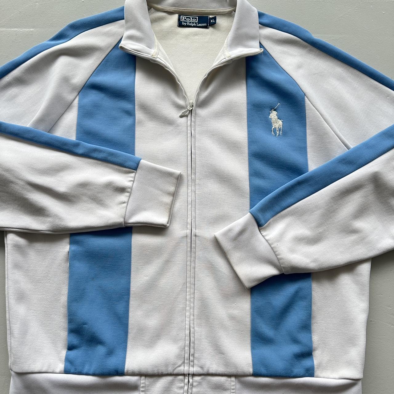 White / Blue Ralph Lauren Big Pony 90’s Vintage Track Jacket - XL
