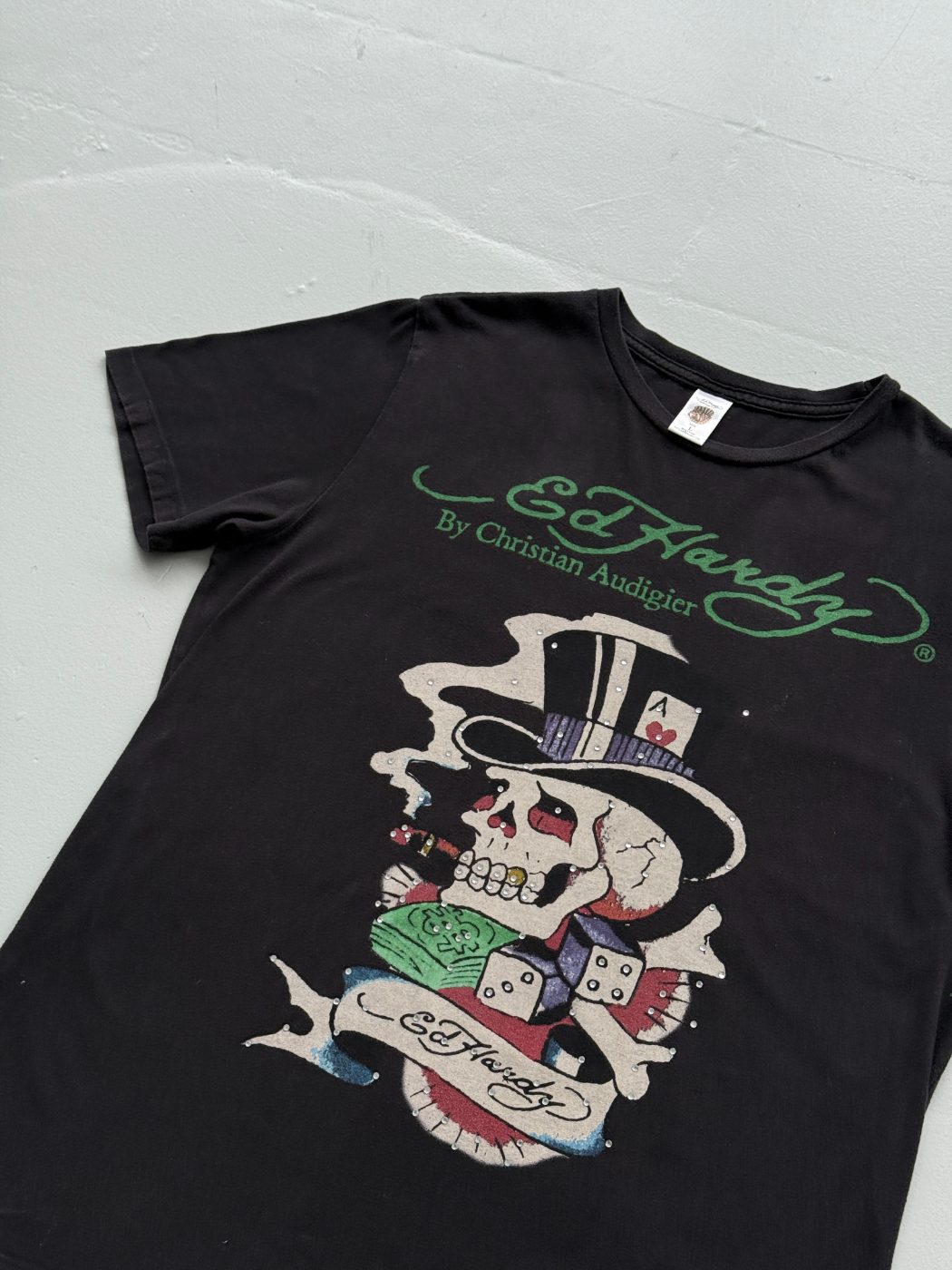Ed Hardy by Christian Audigier Skull Gambling Y2K Graphic T-Shirt - Large
