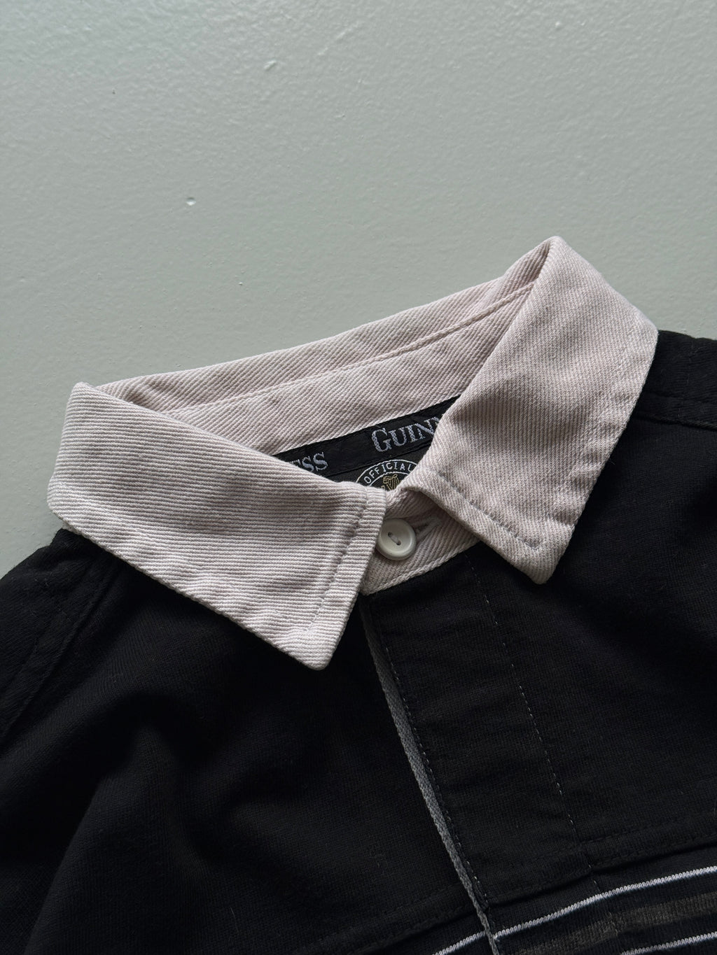 Black Guinness 00'a Vintage Long Sleeve Rugby Polo Jersey - Large