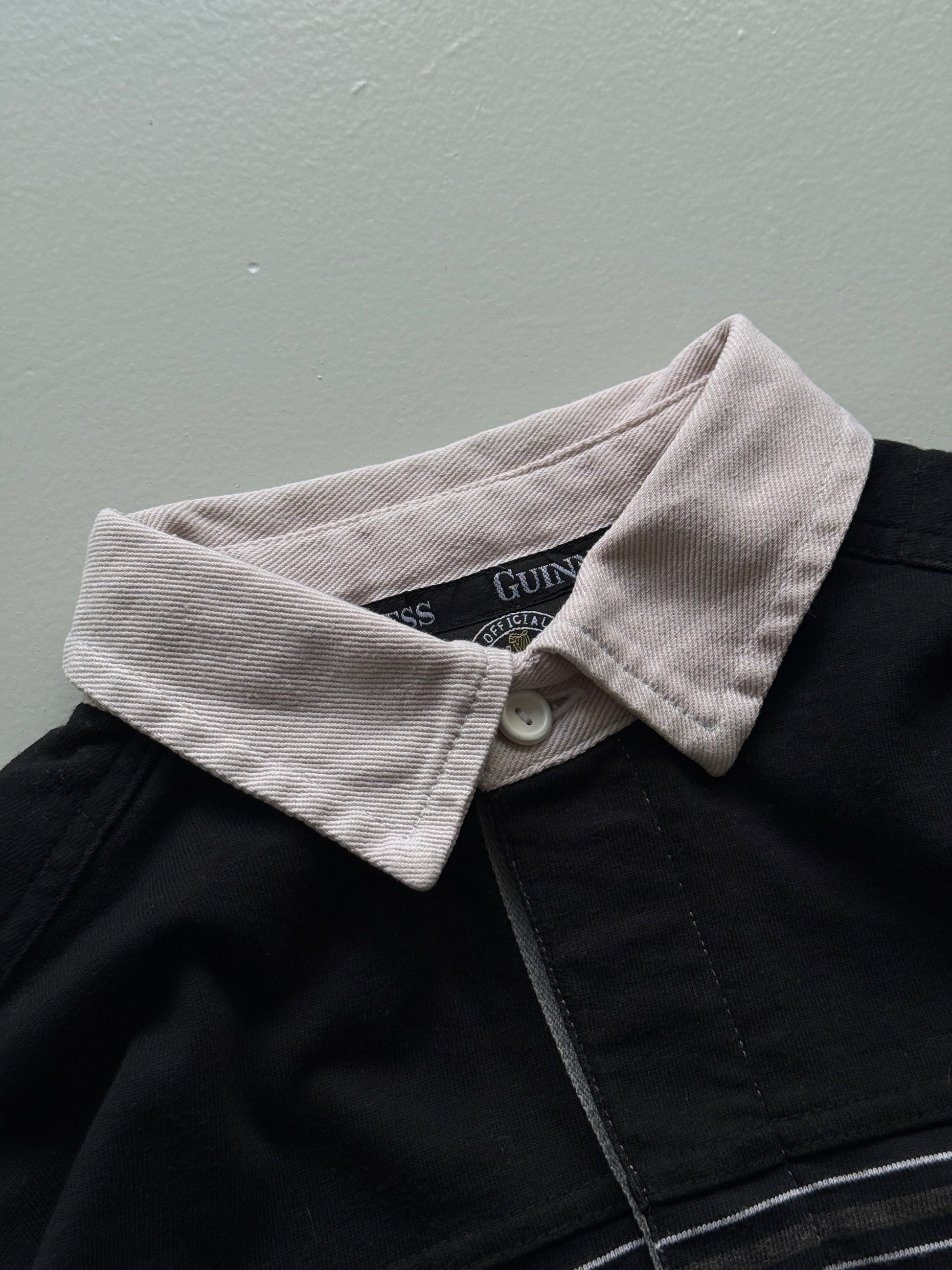 Black Guinness 00'a Vintage Long Sleeve Rugby Polo Jersey - Large