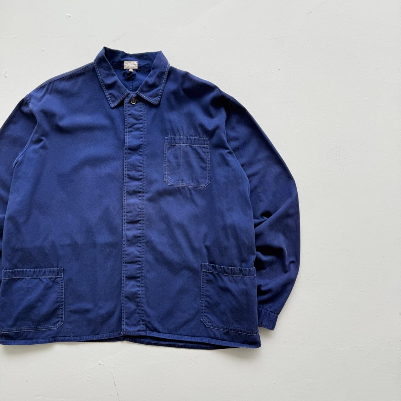 Blue French Workwear Style 80’s Vintage Chore Jacket - Large