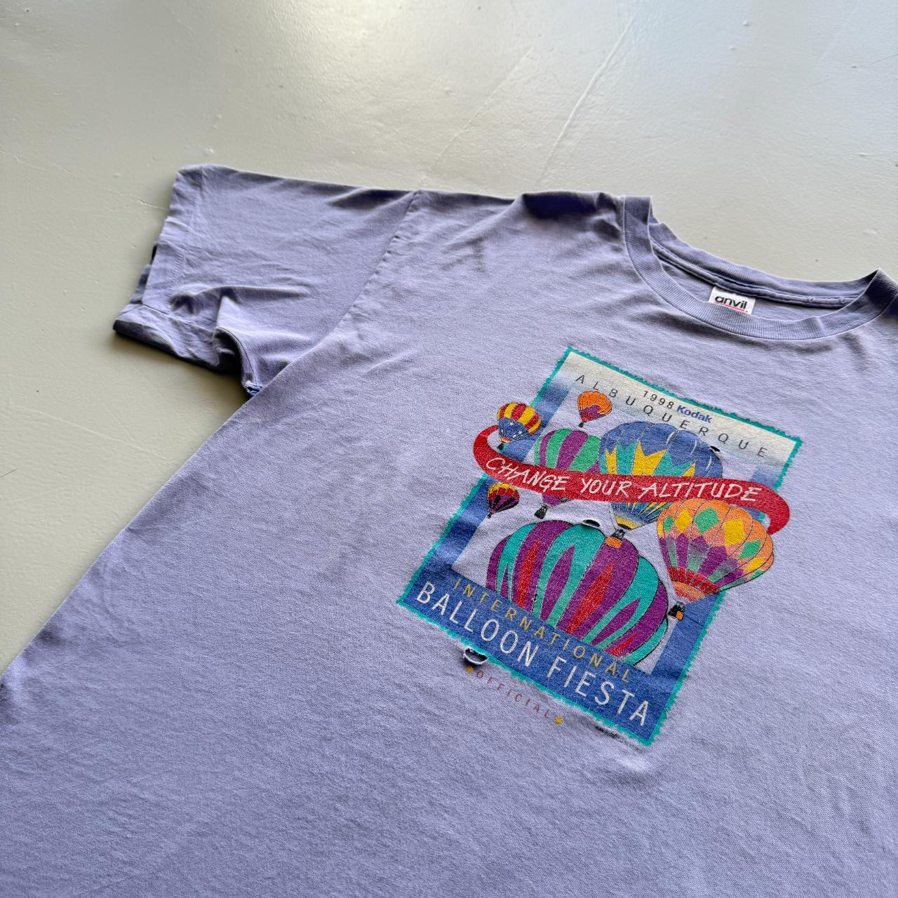 Lilac / Purple Thrashed Balloon Festival Vintage 90s T-shirt - XL