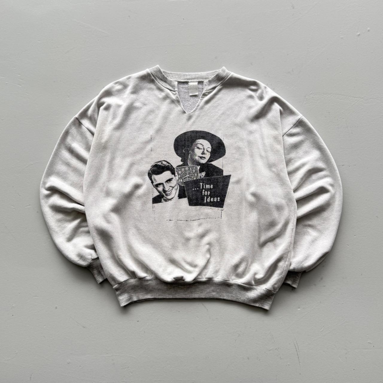 White Hollywood Classic Movie 80’s Vintage Graphic Sweatshirt - Small Oversized