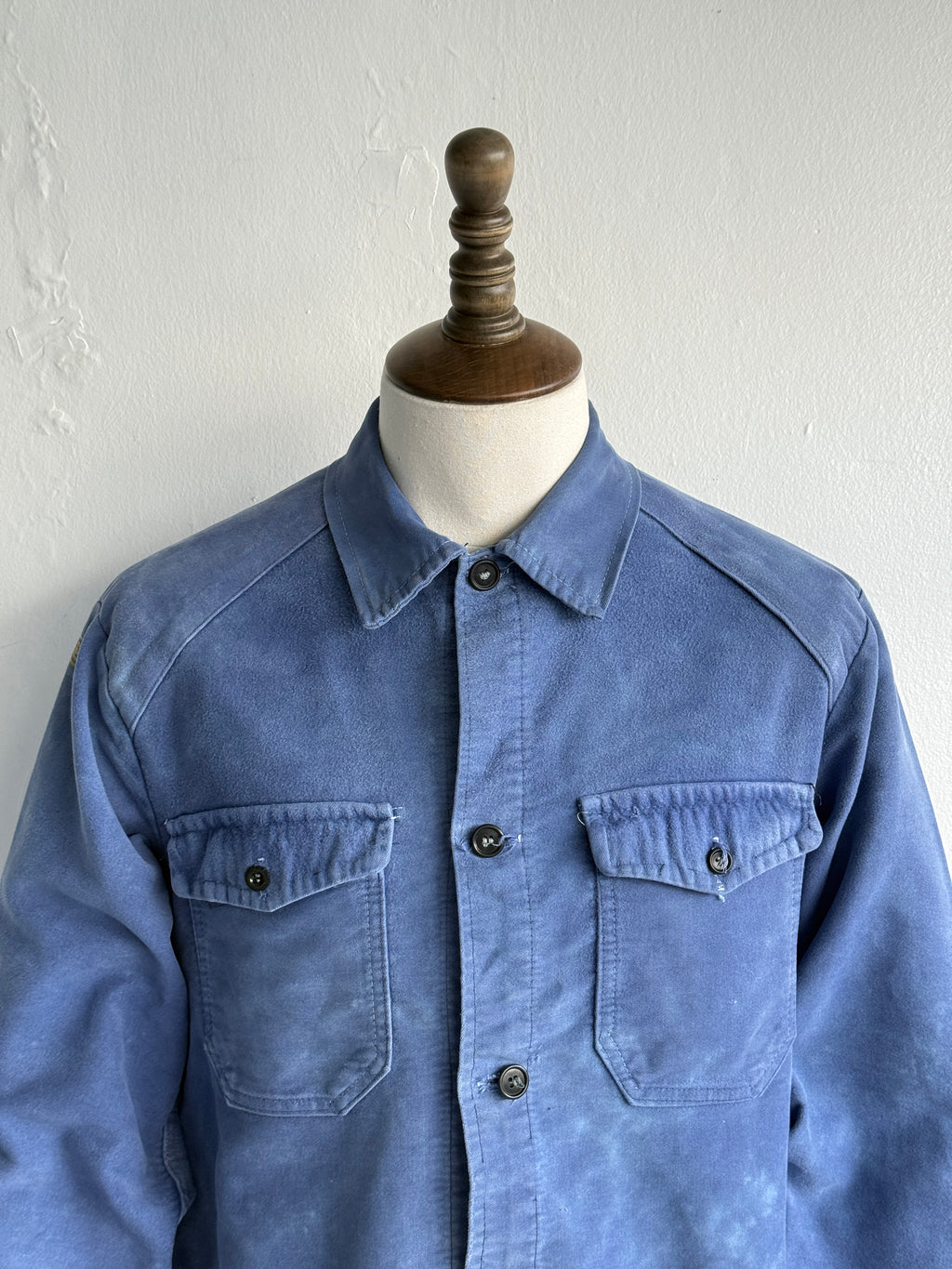 Blue French Moleskin 1950s Vintage Workwear Chore Jacket CH490 - Medium