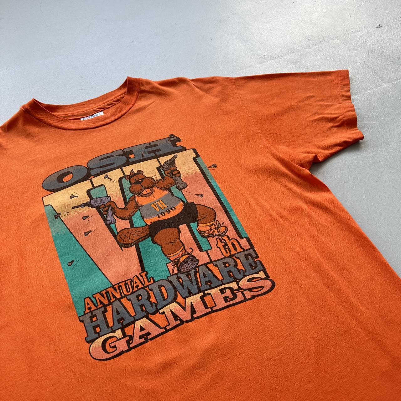 Orange Osh Annual Hardware Games 1990 Vintage 90's T-shirt - XL