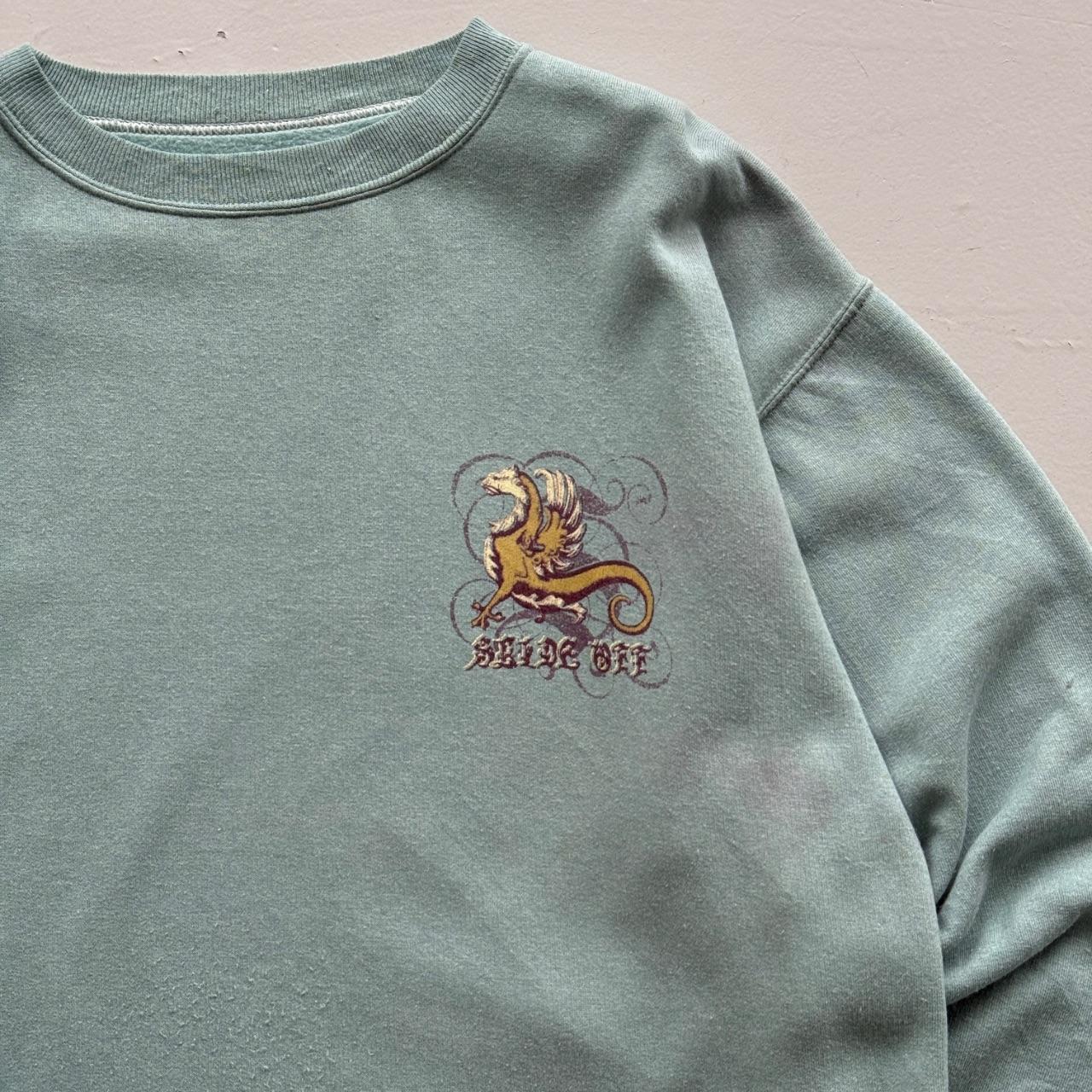 Light Blue Slide Off 90’s Vintage Graphic Surf Sweatshirt - Large