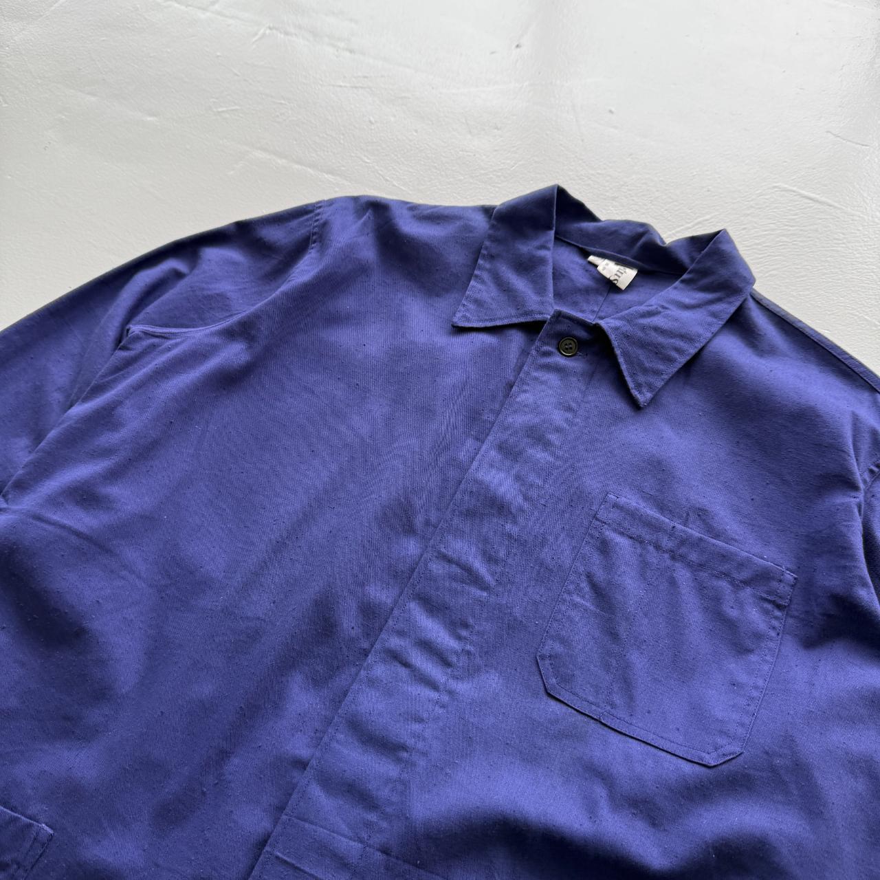 Indigo Blue Lotus French Vietnamese Workwear 80's Chore Jacket Shirt - Large