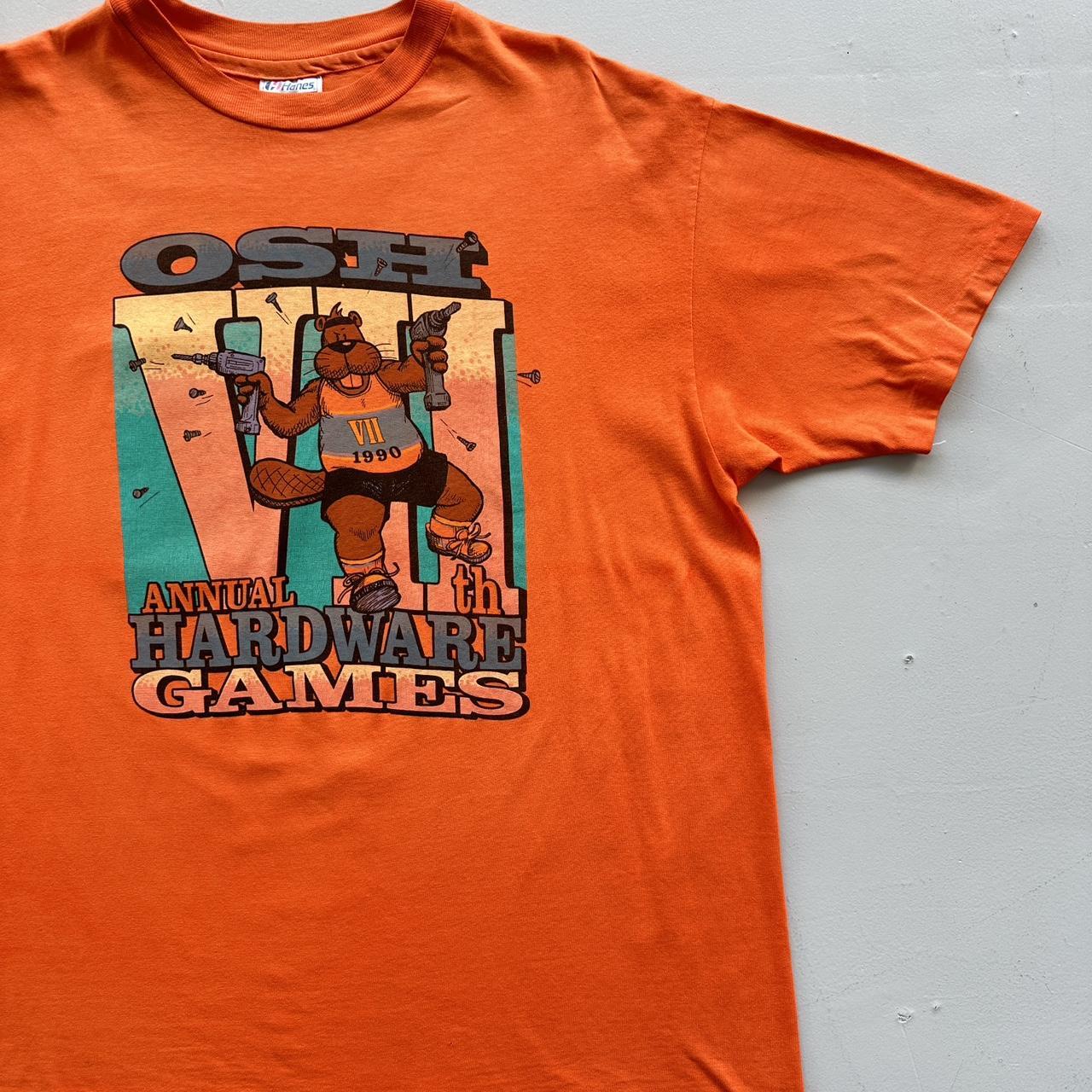 Orange Osh Annual Hardware Games 1990 Vintage 90's T-shirt - XL