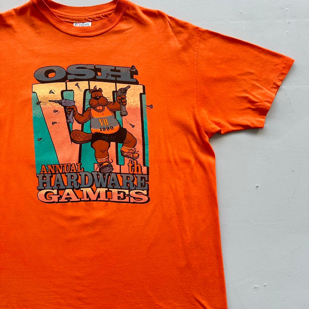 Orange Osh Annual Hardware Games 1990 Vintage 90's T-shirt - XL