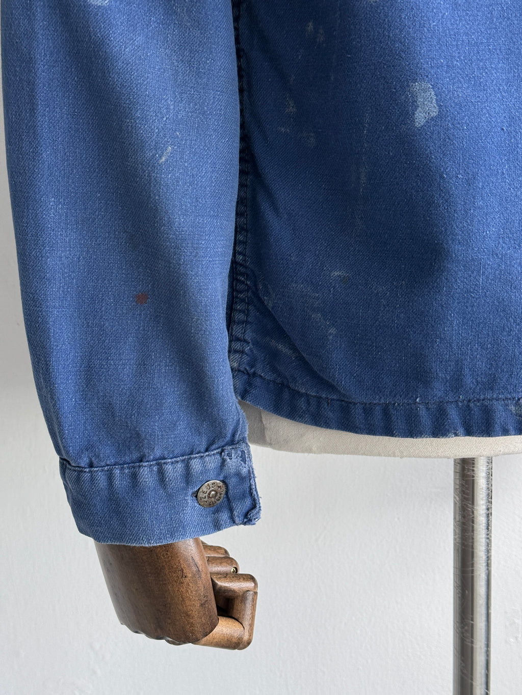 Thrashed Blue French 50s/60s Vintage Workwear Chore Jacket CH526 - Small