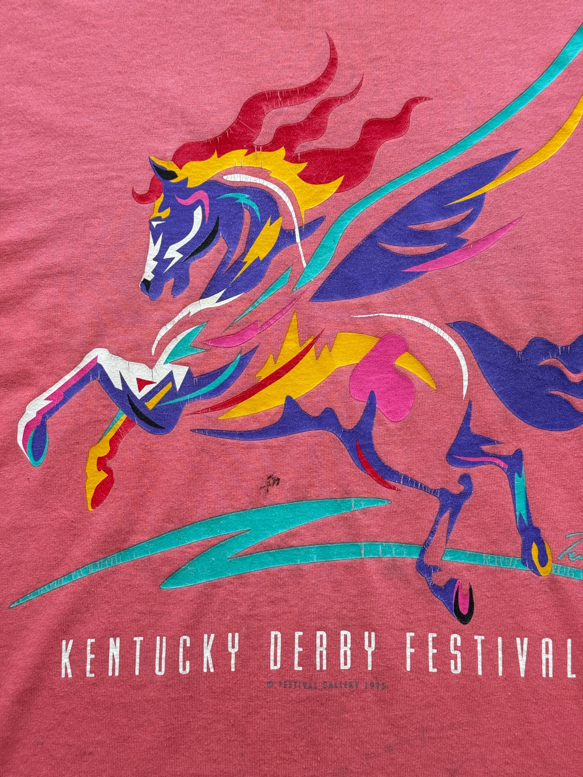 Pink Kentucky Derby Festival 90's Vintage Single Stitch Graphic T-Shirt - Large