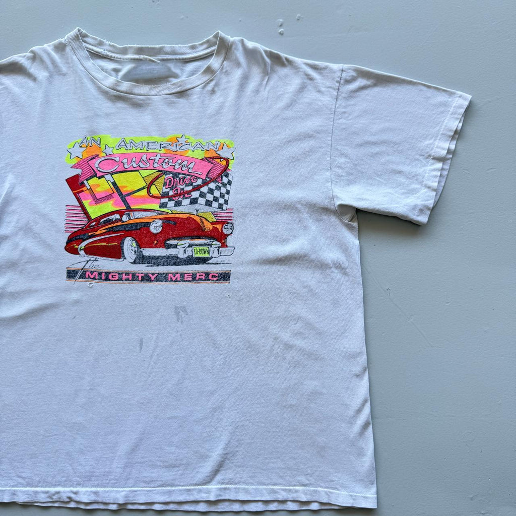 White Custom Cars Hot Rods Thrashed Vintage 90s T-shirt - XL