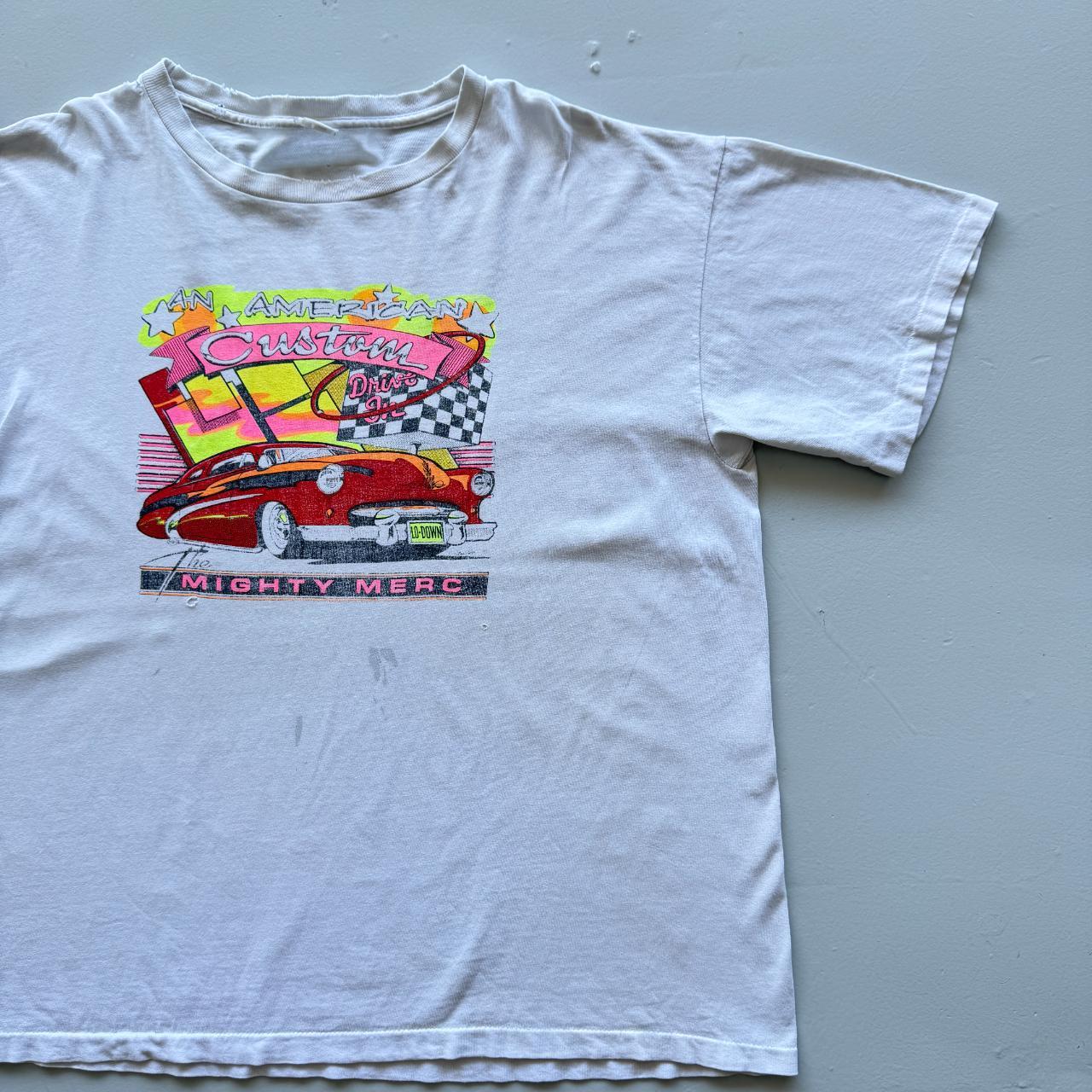 White Custom Cars Hot Rods Thrashed Vintage 90s T-shirt - XL