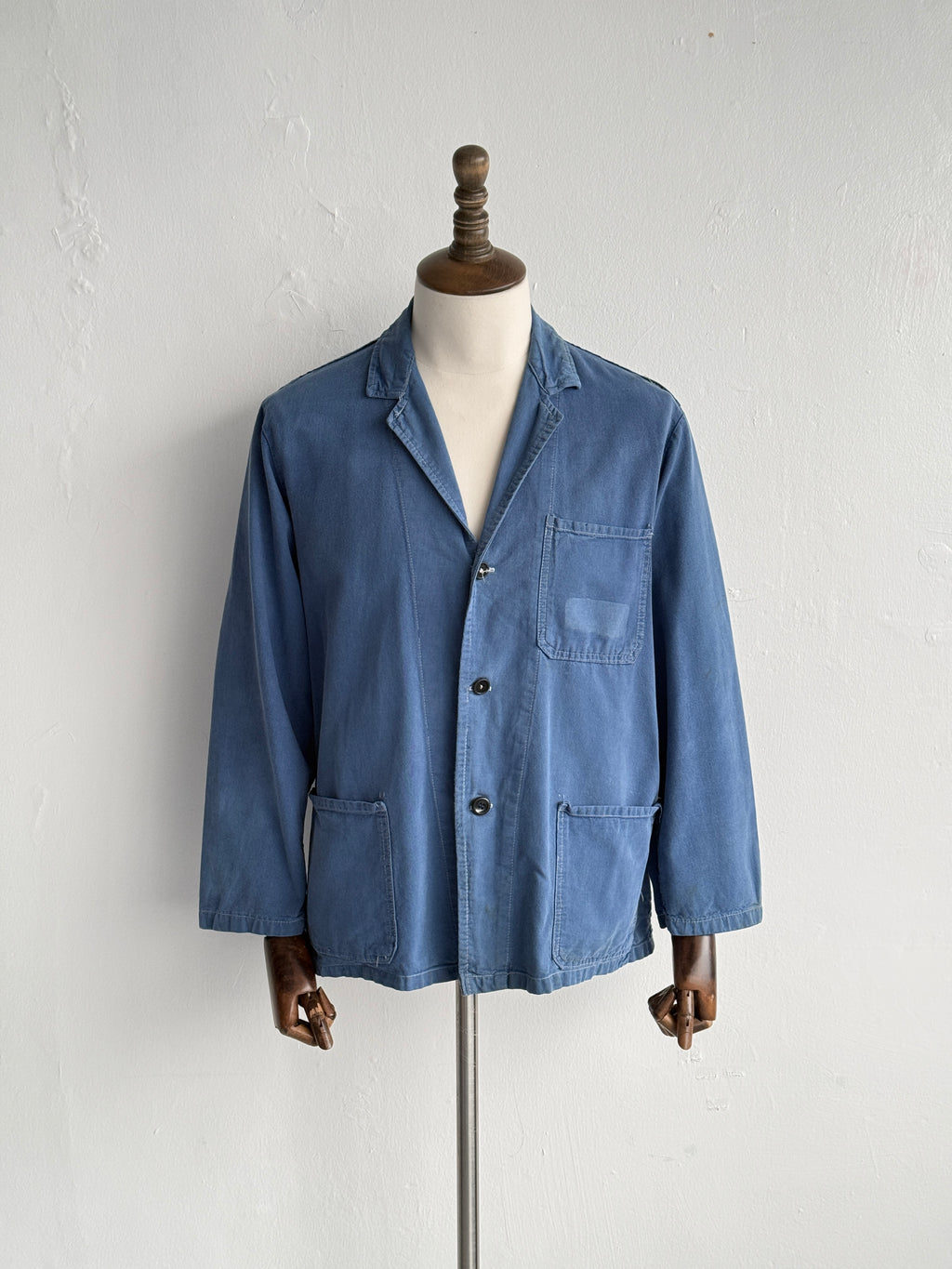 Blue French 1960s Vintage Workwear Chore Jacket CH548 - Small