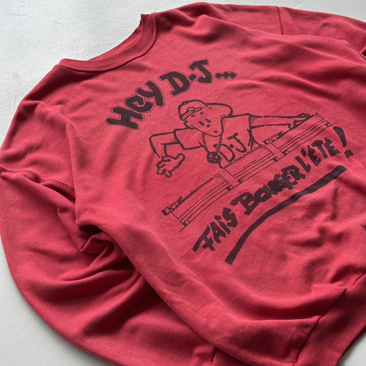 Burgundy Red French Cartoon DJ 90’s Vintage Graphic Sweatshirt - Large