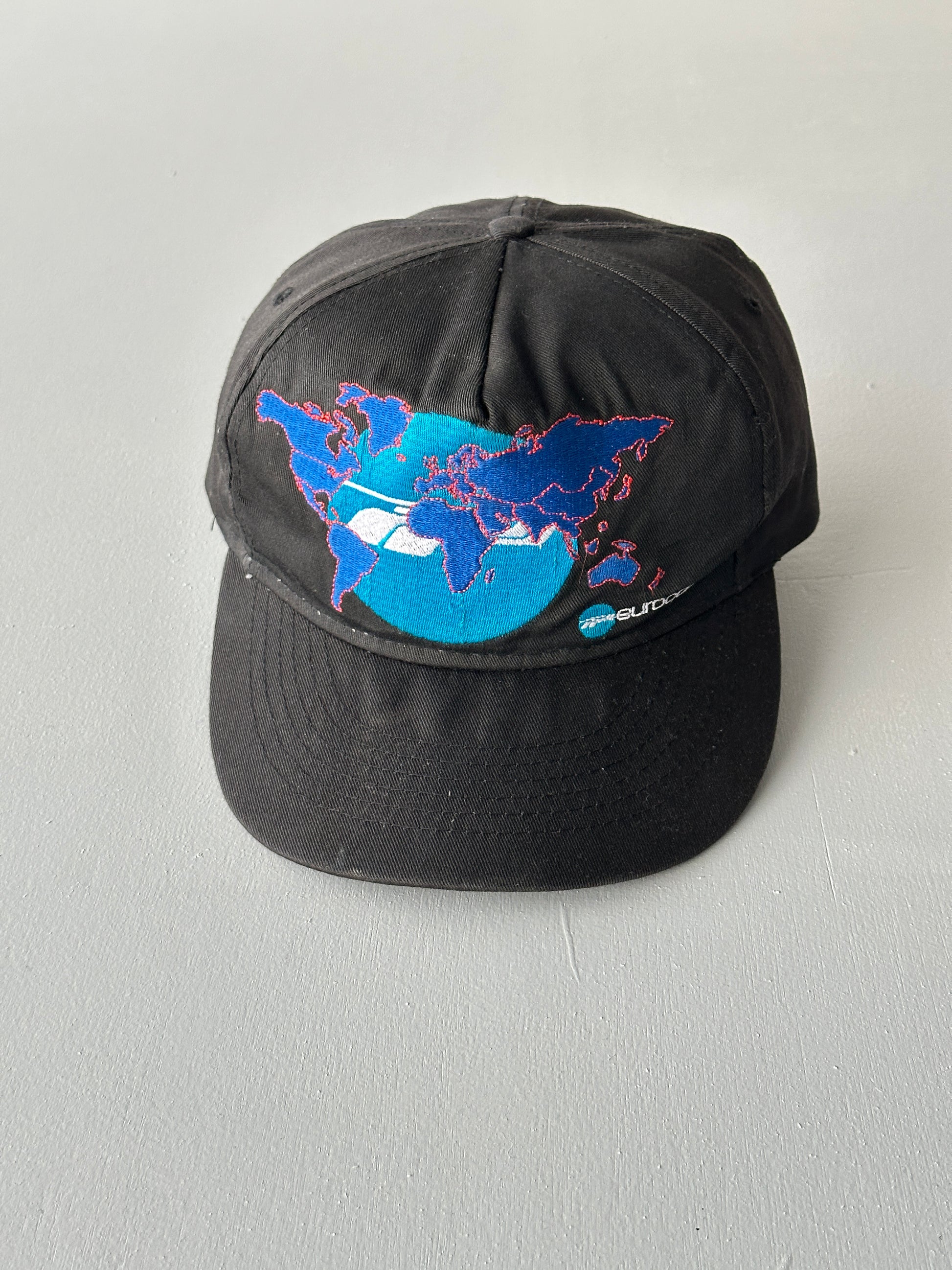 Black Eurocopter Helicopter 90's Vintage SnapBack Trucker Cap