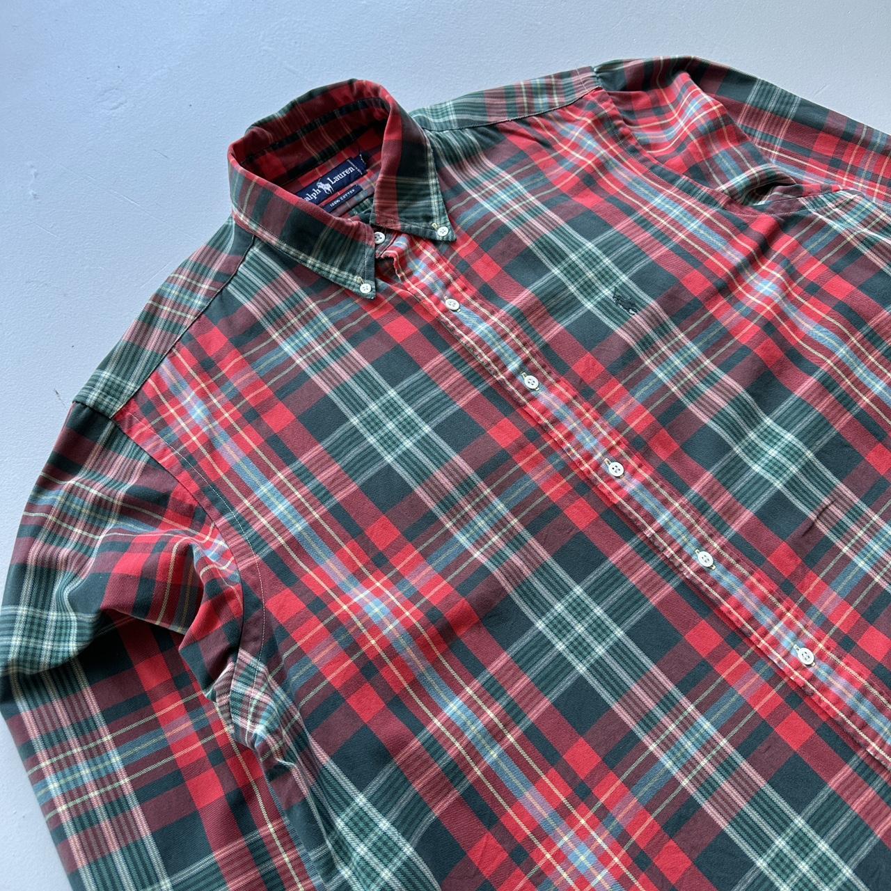 Ralph Lauren Polo Checkered Red/Green 90s Vintage Shirt - XL