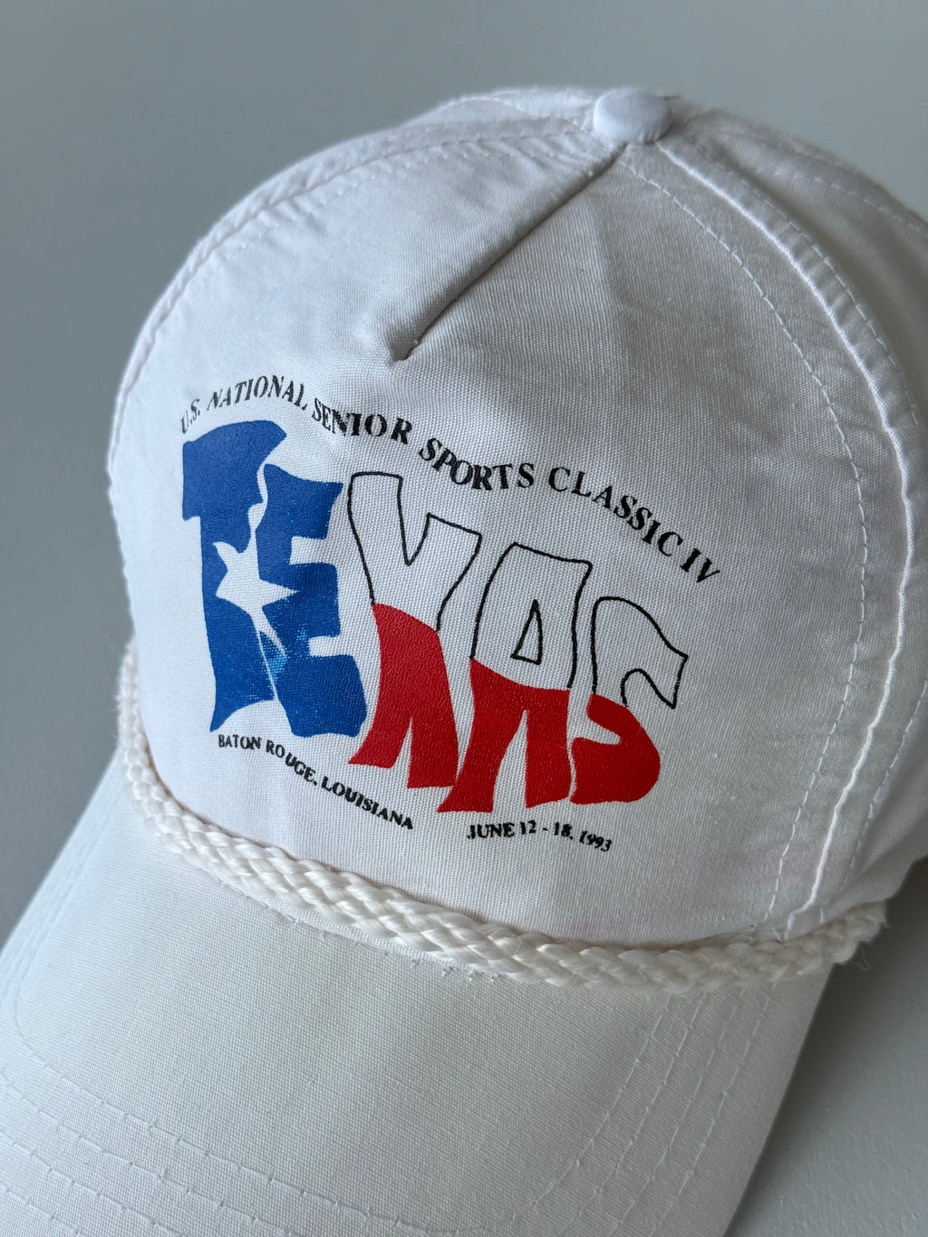 White U.S. National Senior Sports Classic Texas 90's Vintage SnapBack Trucker Ca