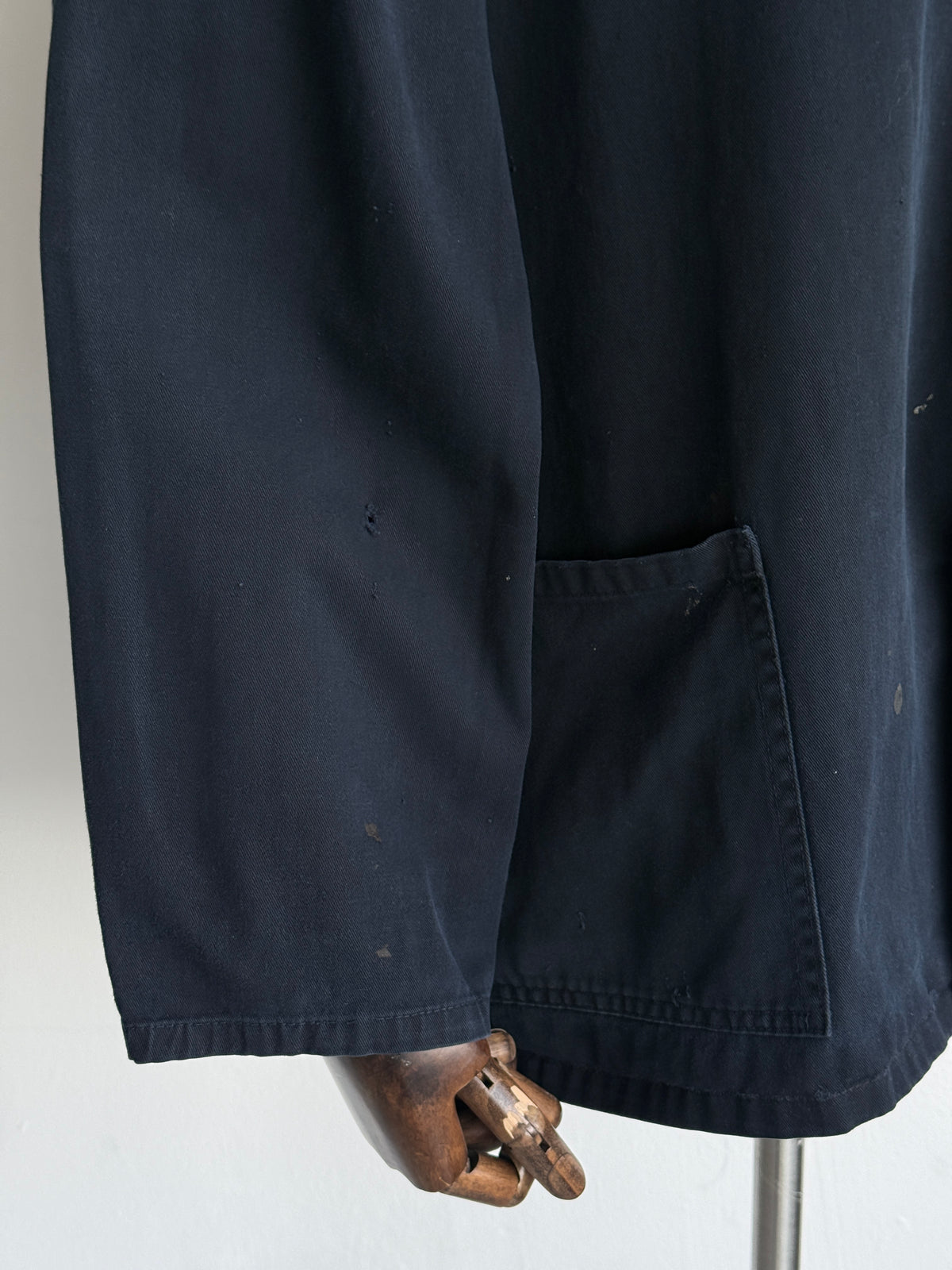 Thrashed Black French 90's Vintage Workwear Chore Jacket CH532 - XL