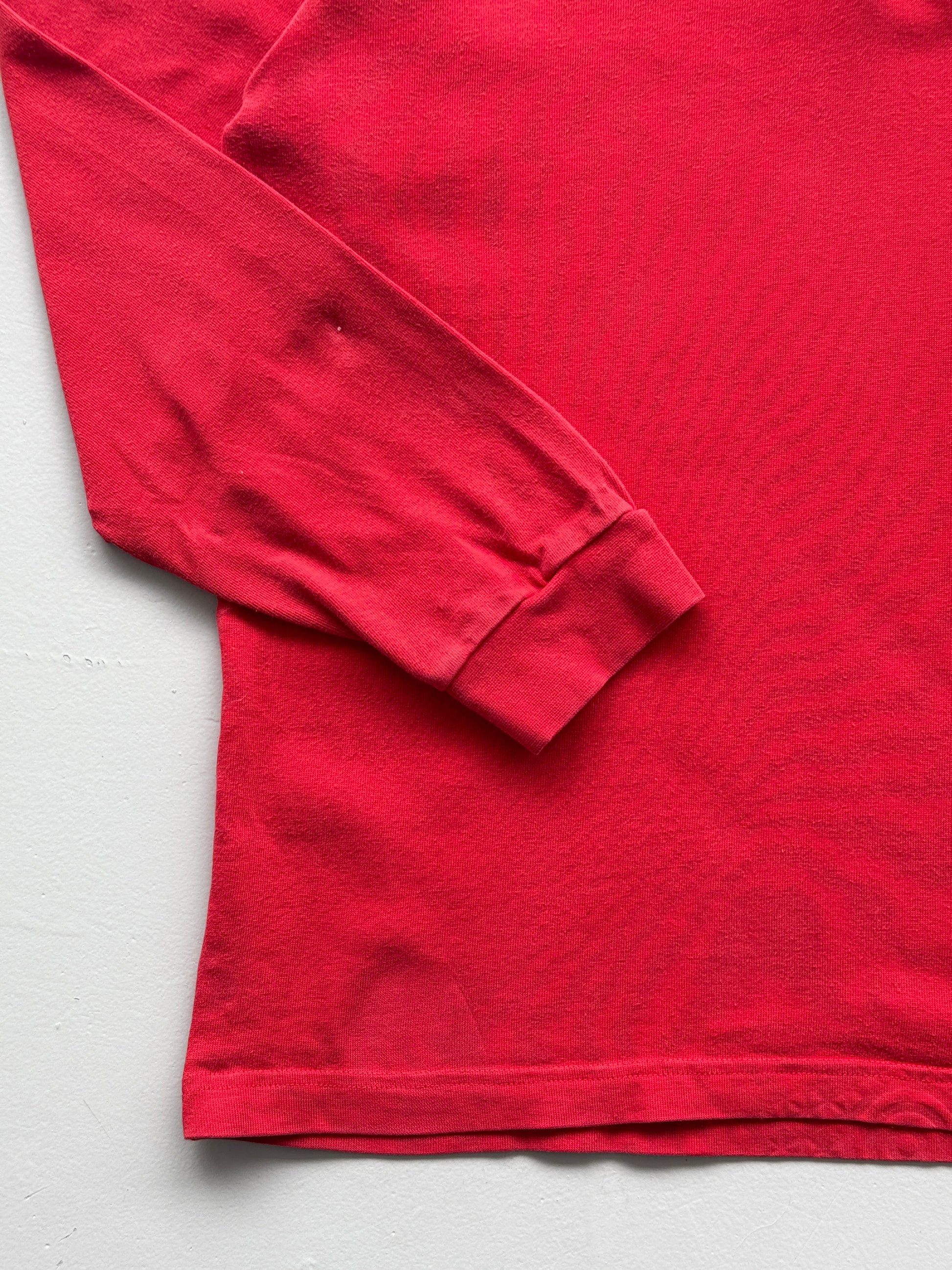 Red Wales Rugby 90's Vintage Cotton Traders Long Sleeve Polo Jersey - Medium