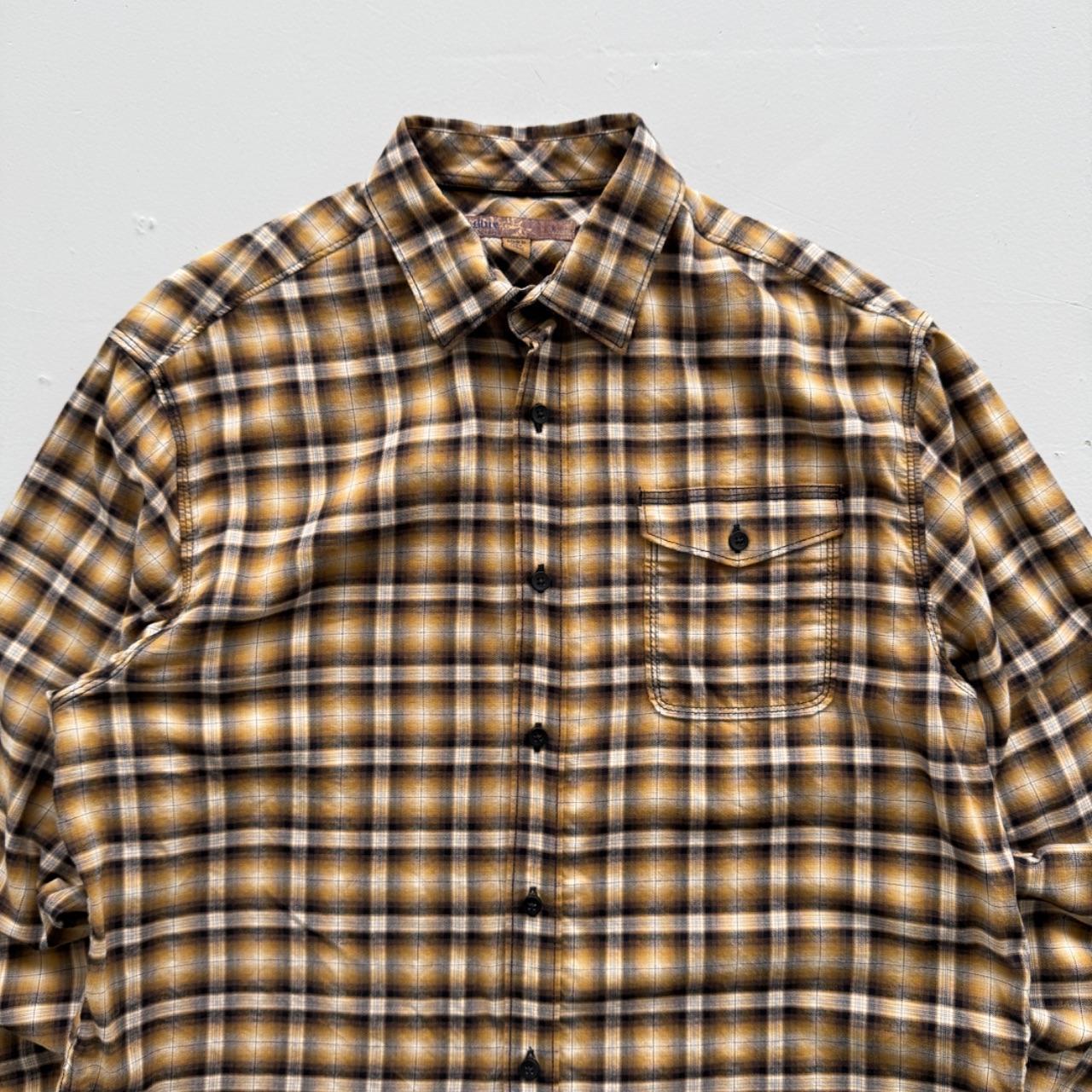 Yellow Checkered Long Sleeve 90s Vintage Flannel Shirt - Large