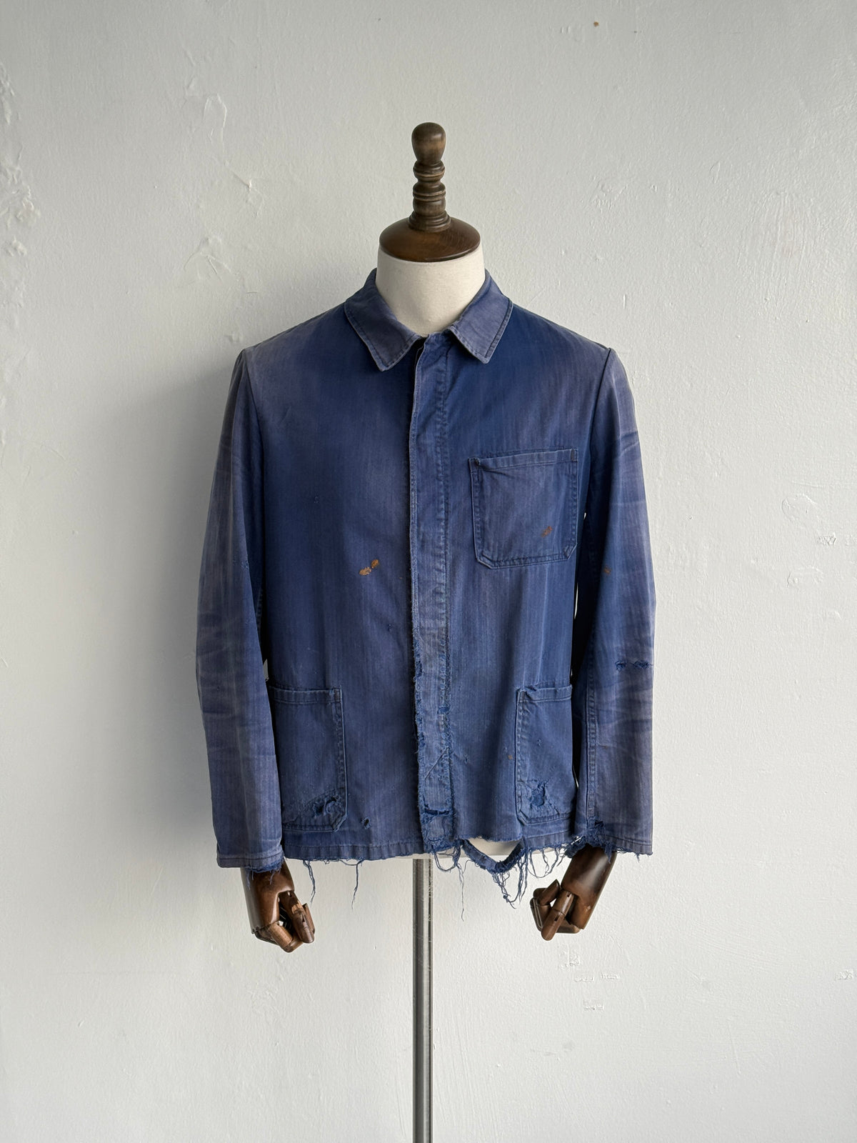 Thrashed Blue French 1950/60's Vintage Workwear Chore Jacket CH544 - XS