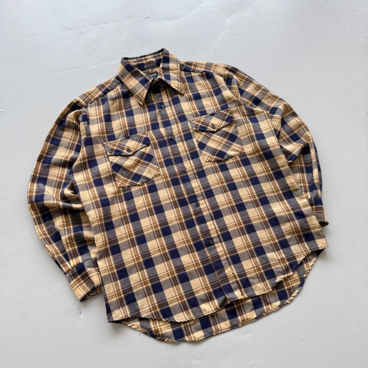 Blue Yellow Palermo 90’s Vintage Flannel Long Sleeve Shirt - Large