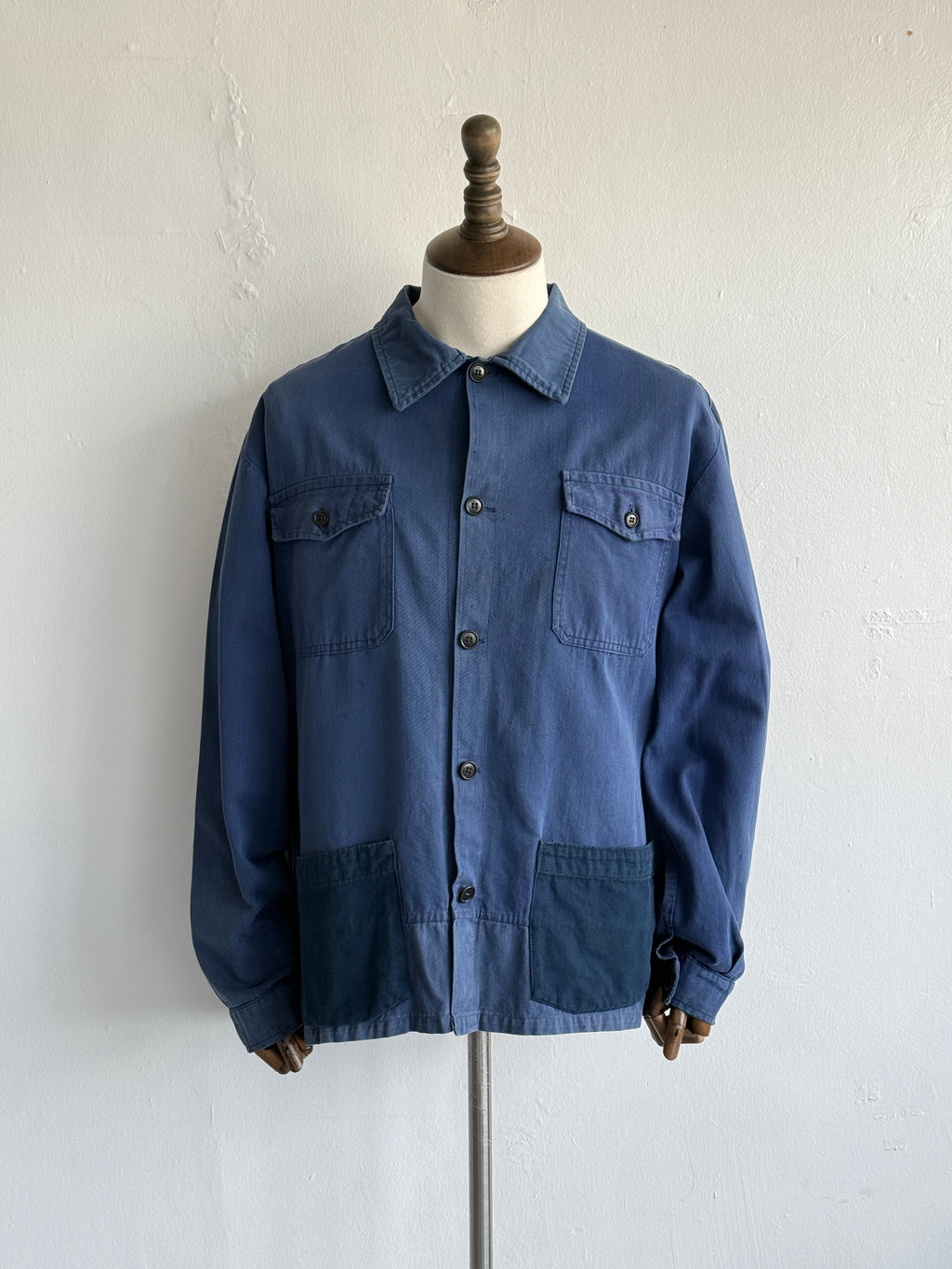 Faded Blue French 1950s/60s Vintage Workwear Chore Jacket CH479 - XL