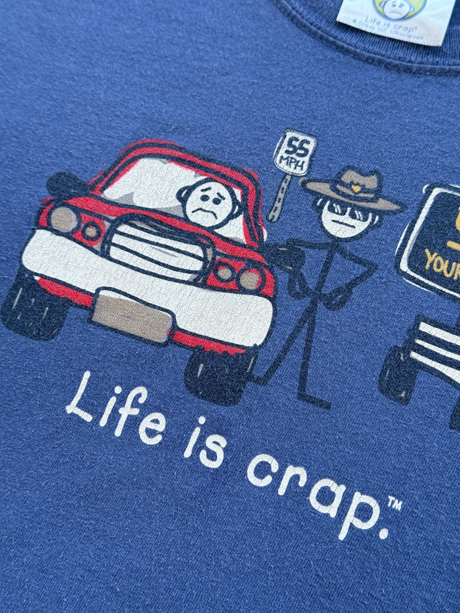 Blue Life is Crap 00's Vintage Slogan Funny Graphic T-Shirt - Medium