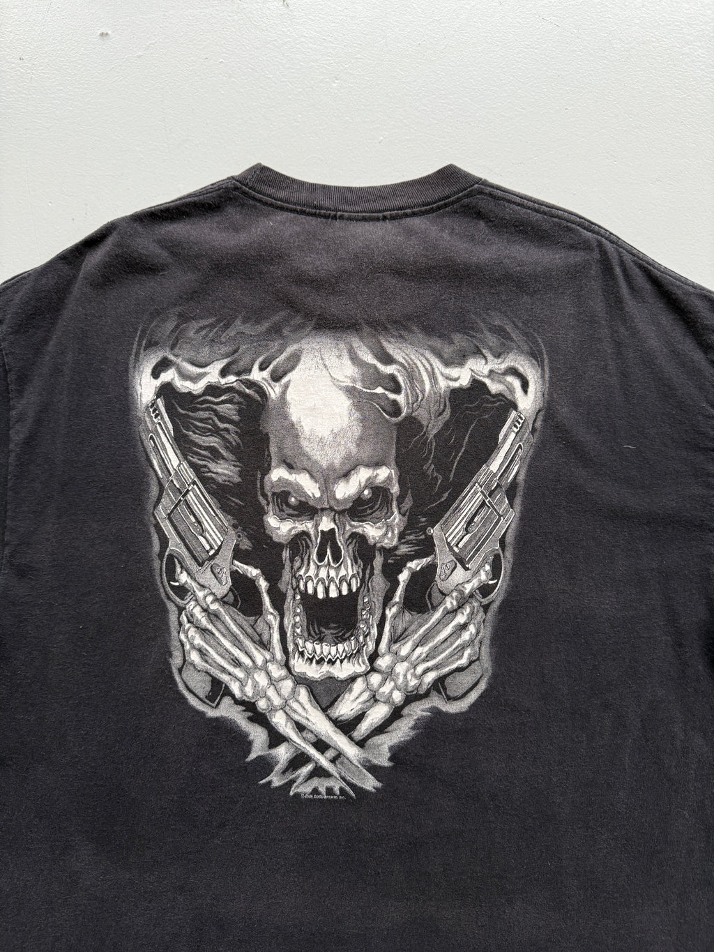 Faded Black Skull 00's Vintage Metal Gothic T-Shirt - XL