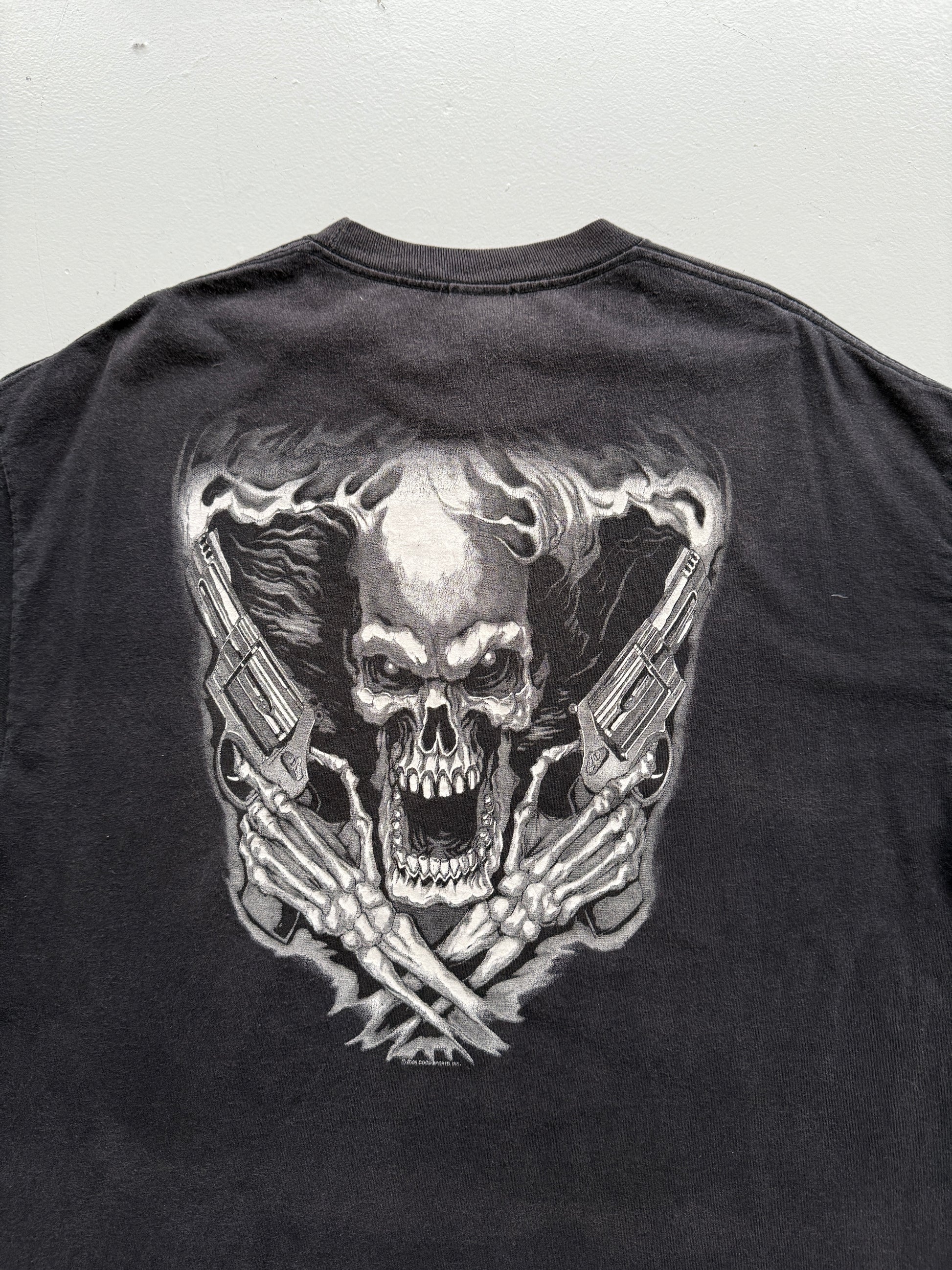 Faded Black Skull 00's Vintage Metal Gothic T-Shirt - XL