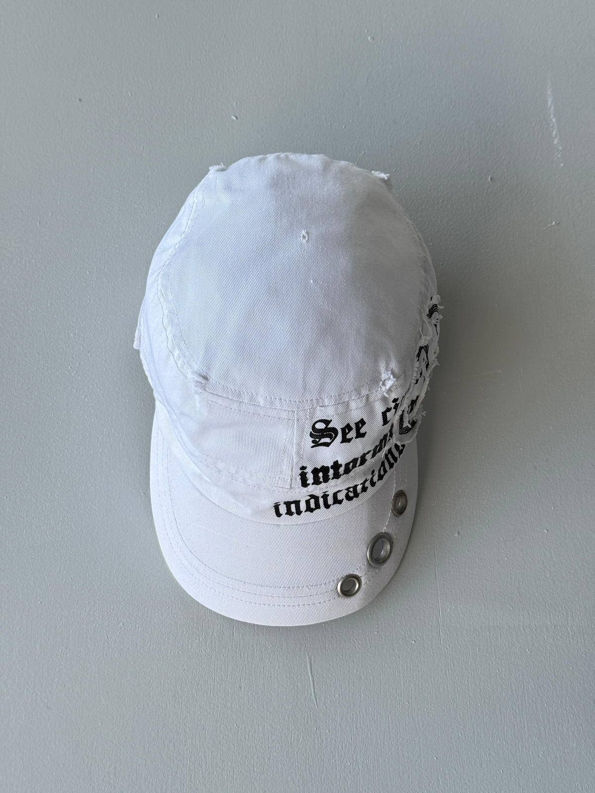 White Gothic Y2K Cadet Cap Military Style 00's Grunge Aesthetic