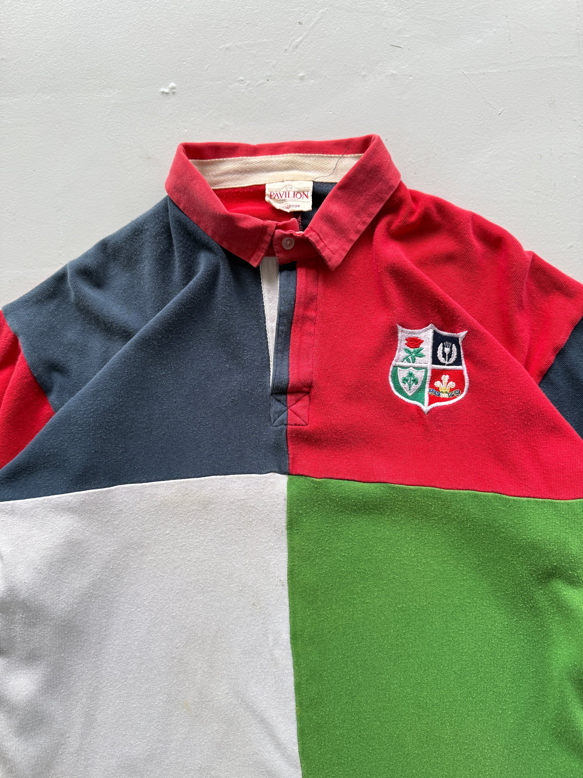 British and Irish Lions 80's Vintage Long Sleeve Rugby Jersey Polo - Large