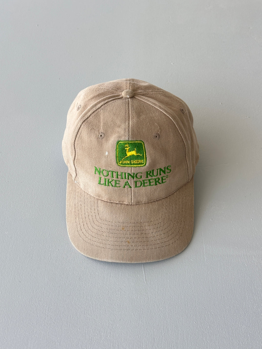 Stone John Deere Nothing Runs Like A Deere 90's Vintage SnapBack Trucker Cap